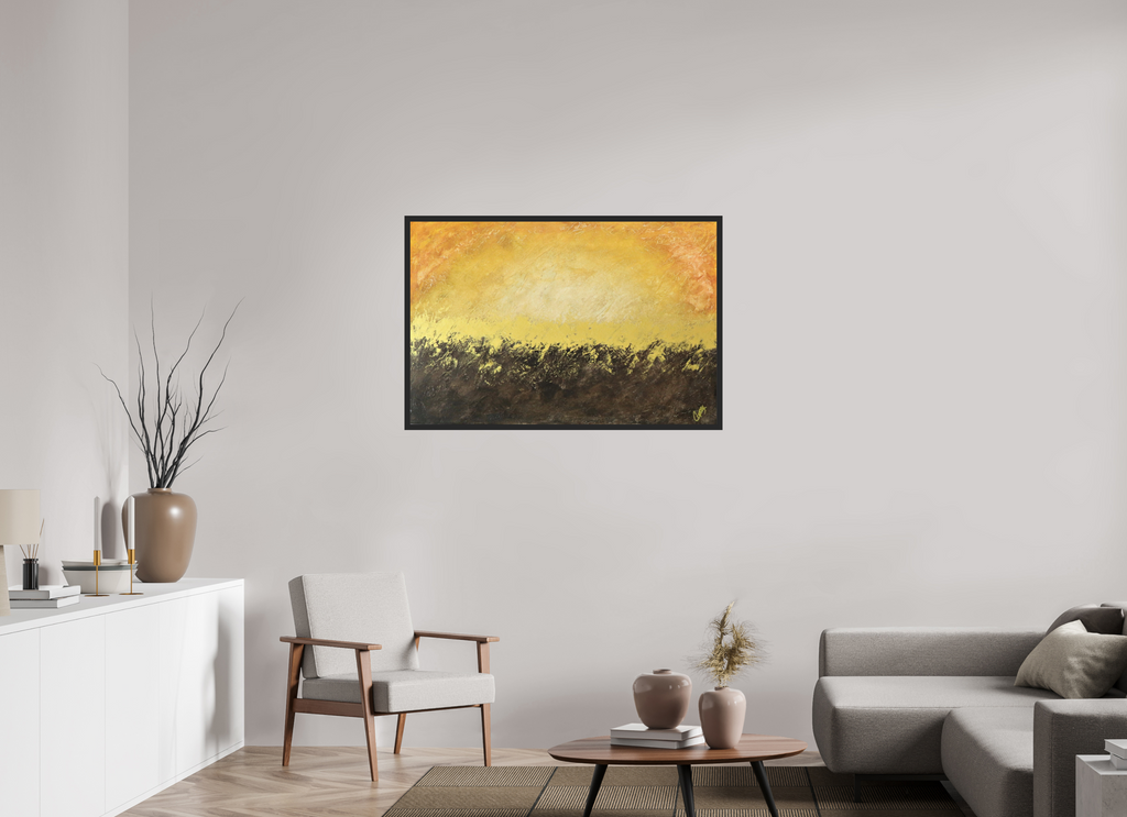 45 x 30″, *Photo Print Under Acrylic Glass Black Matte Frame Golden Sunset