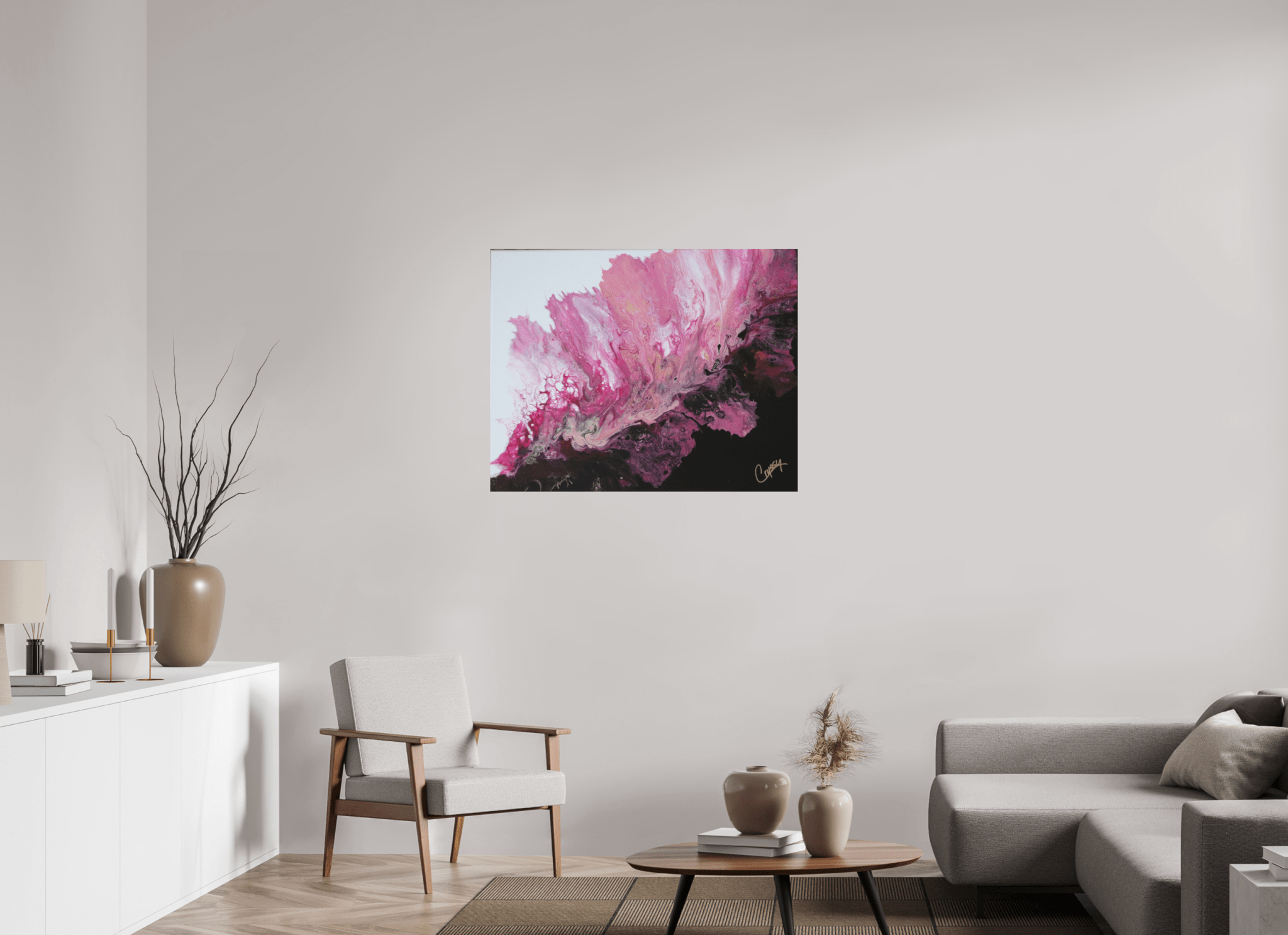 Pink Magma - Original Dutch Pour - The Living Abstract