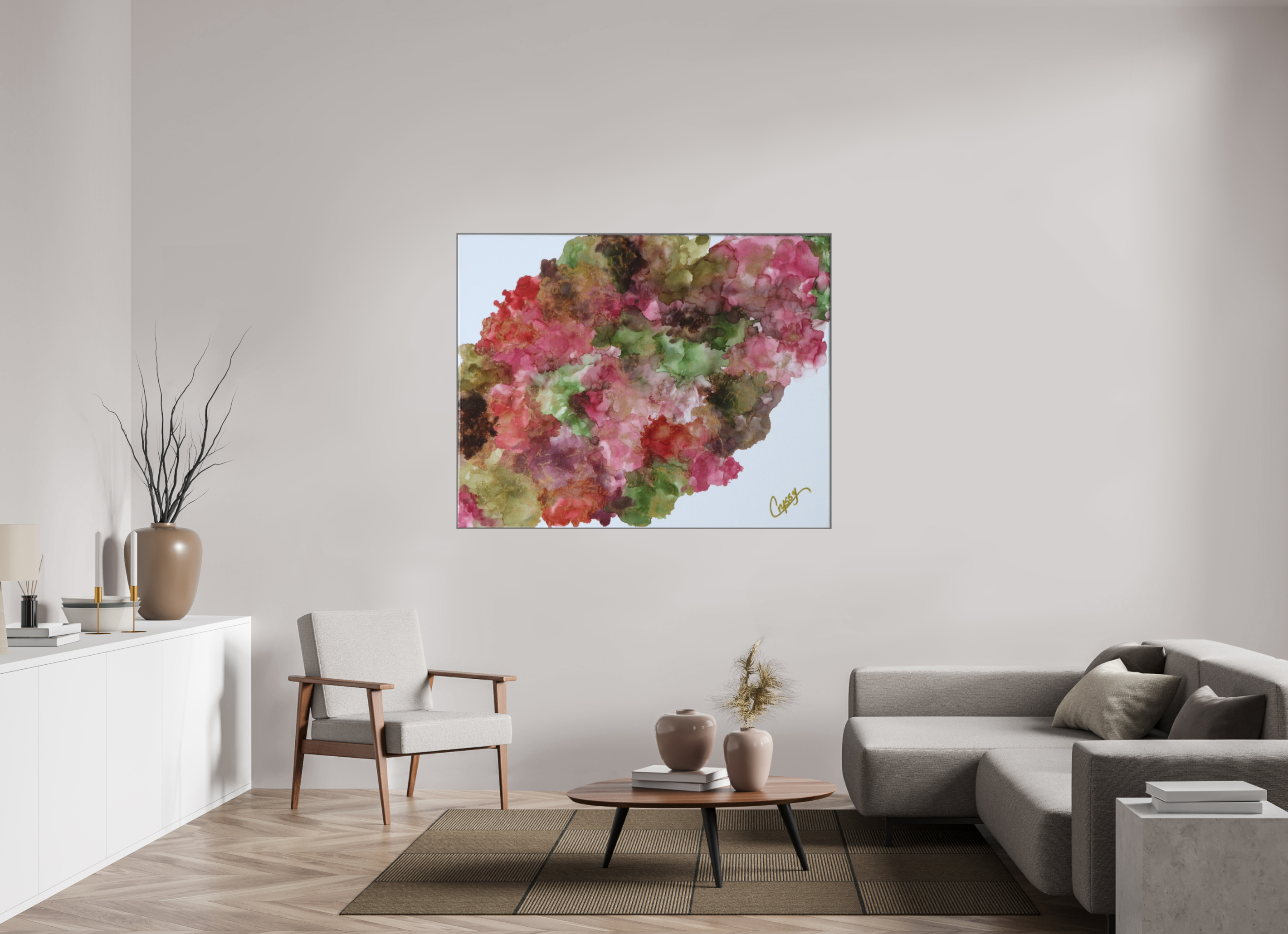 59.8 x 47″, *Aluminum Artbox 1" on fine art paper under acrylic matte glass Floral Density