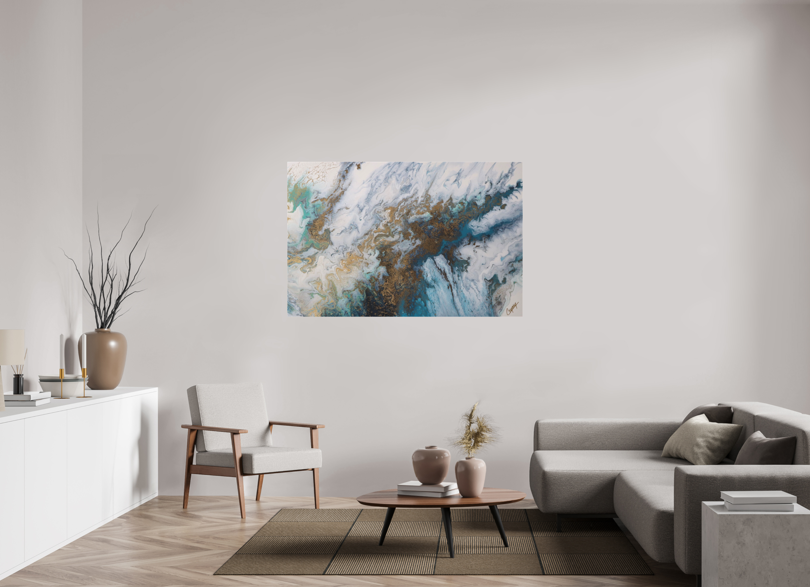 59.4 x 39″, *1.25" Matte Canvas No Frame Seascape Canvas - Original Acrylic Ocean Painting
