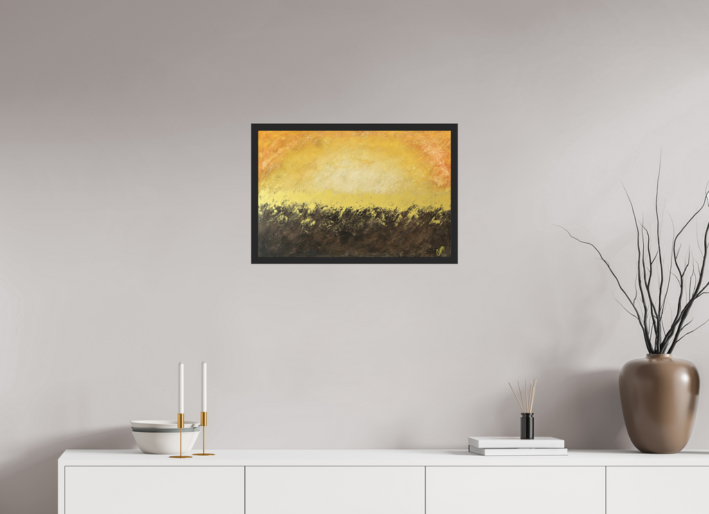 24 x 16″, *Photo Print Under Acrylic Glass Black Matte Frame Golden Sunset