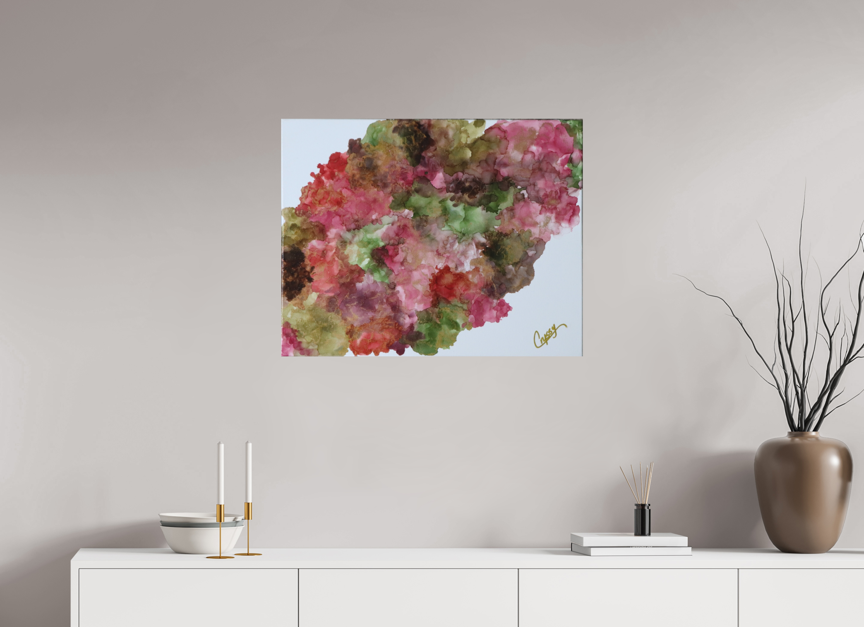 30.5 x 24″, *Photo Print on Fuji Silk with Black Frame Floral Density
