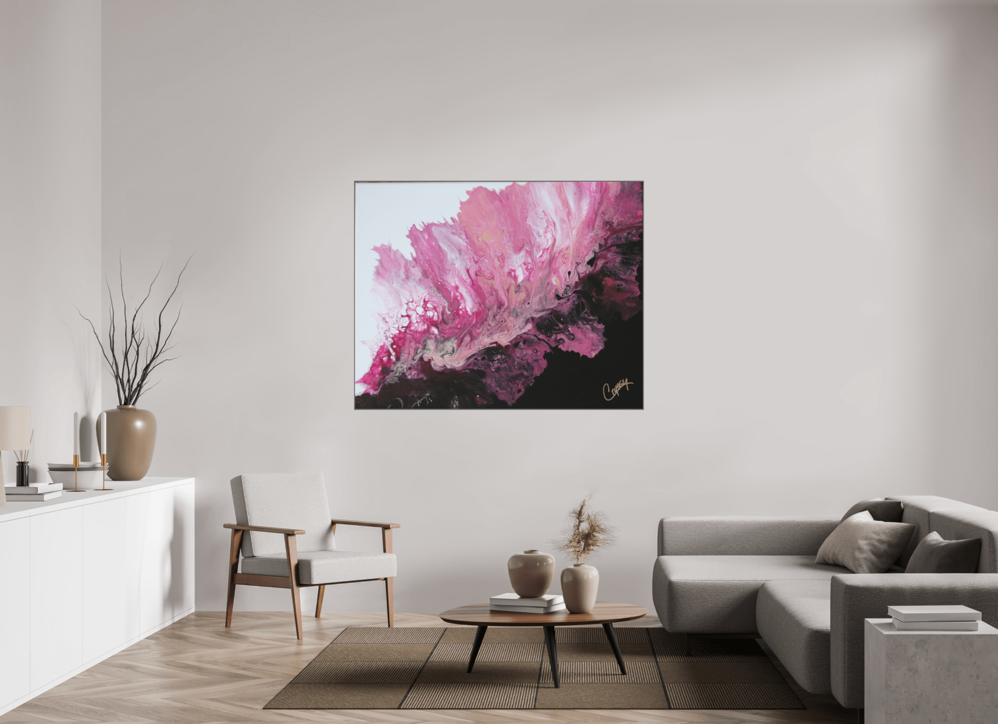 Pink Magma - Original Dutch Pour - The Living Abstract