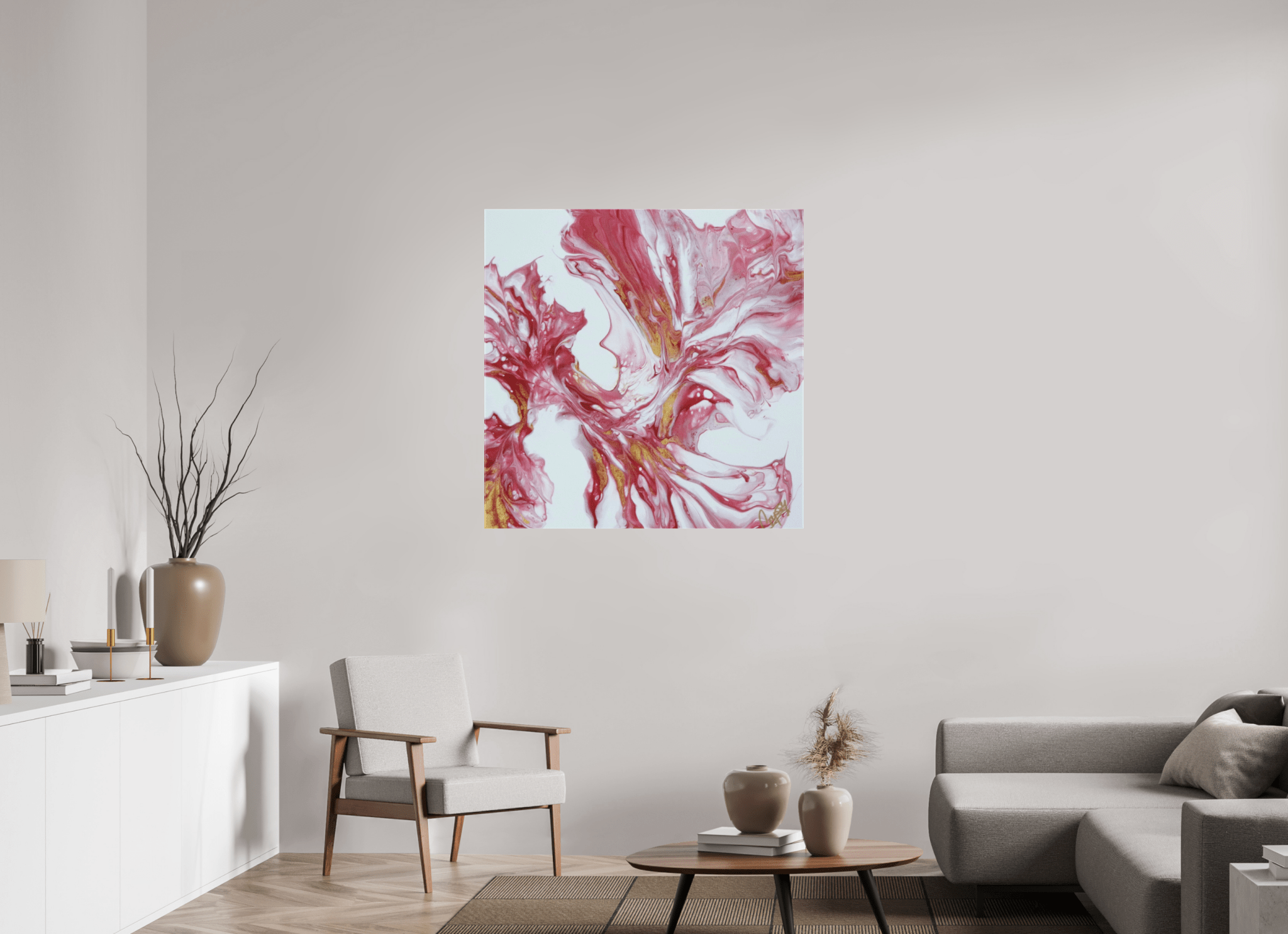 Red and Gold - Original Dutch Pour Painting - The Living Abstract