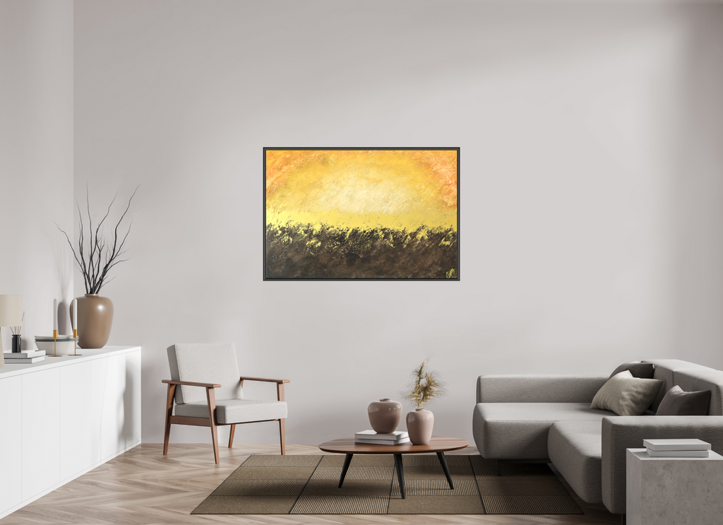 54 x 36″, *.7" Matte Canvas with Black Oak Frame Golden Sunset