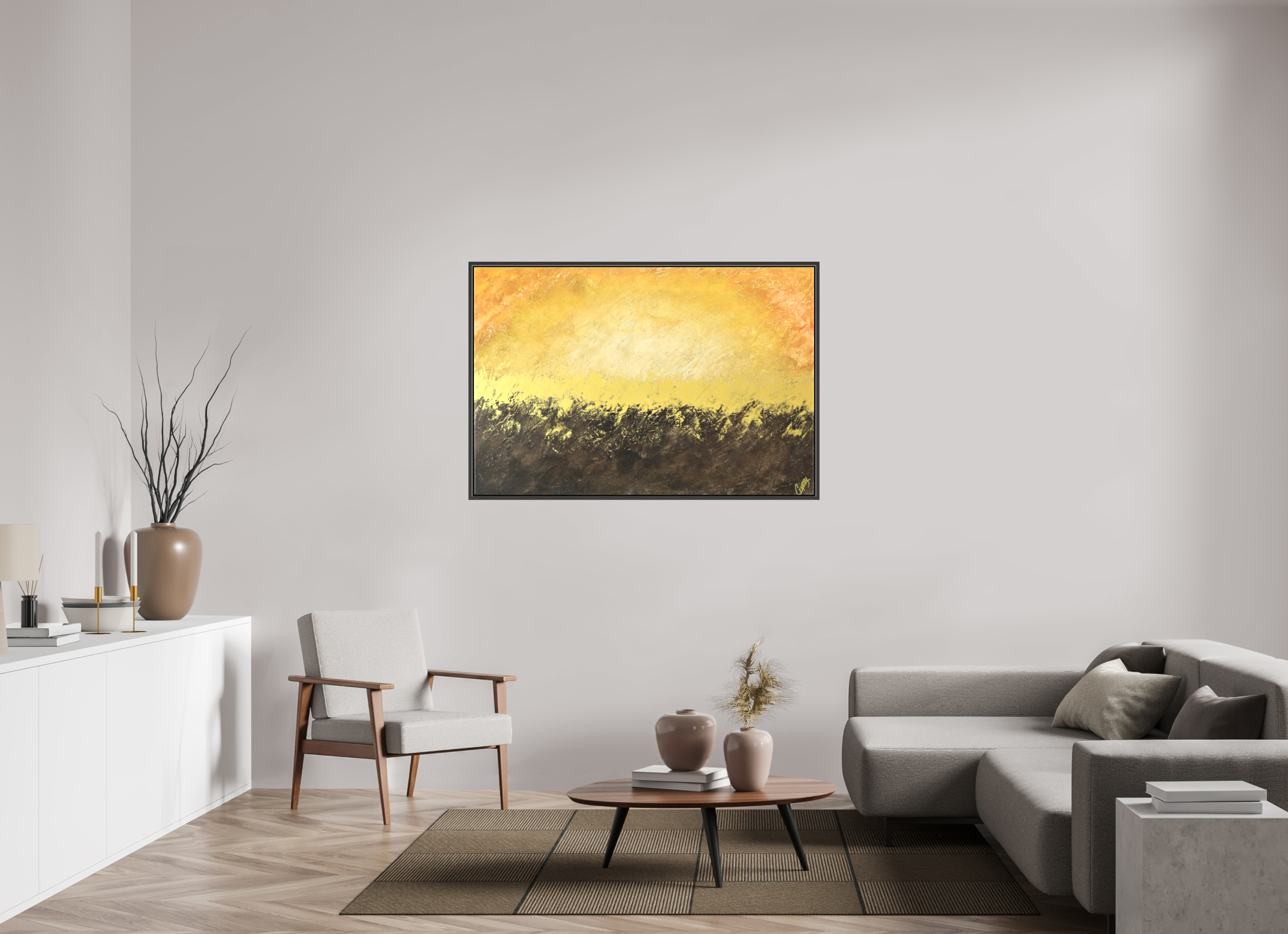 54 x 36″, *.7" Matte Canvas with Black Oak Frame Golden Sunset