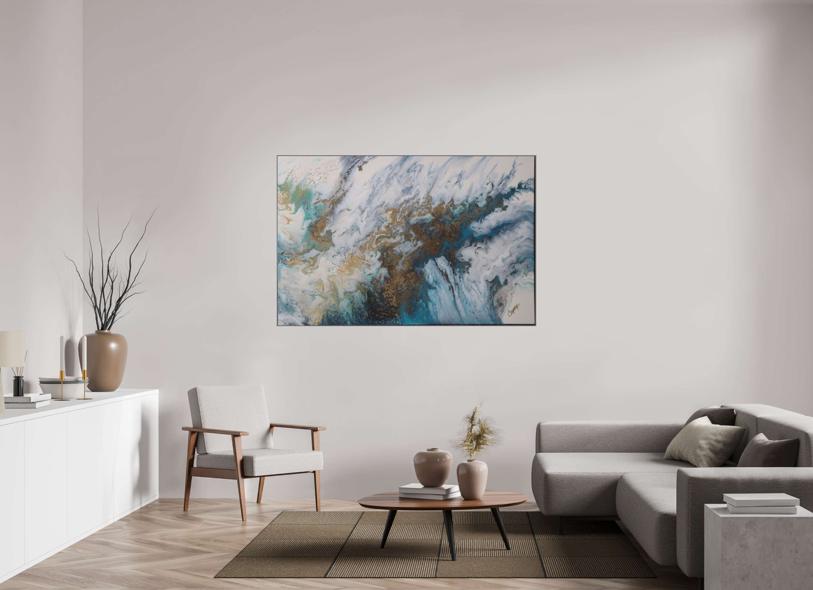 65.5 x 43″, *Aluminum Artbox 1" on fine art paper under acrylic matte glass Seascape Canvas - Original Acrylic Ocean Painting
