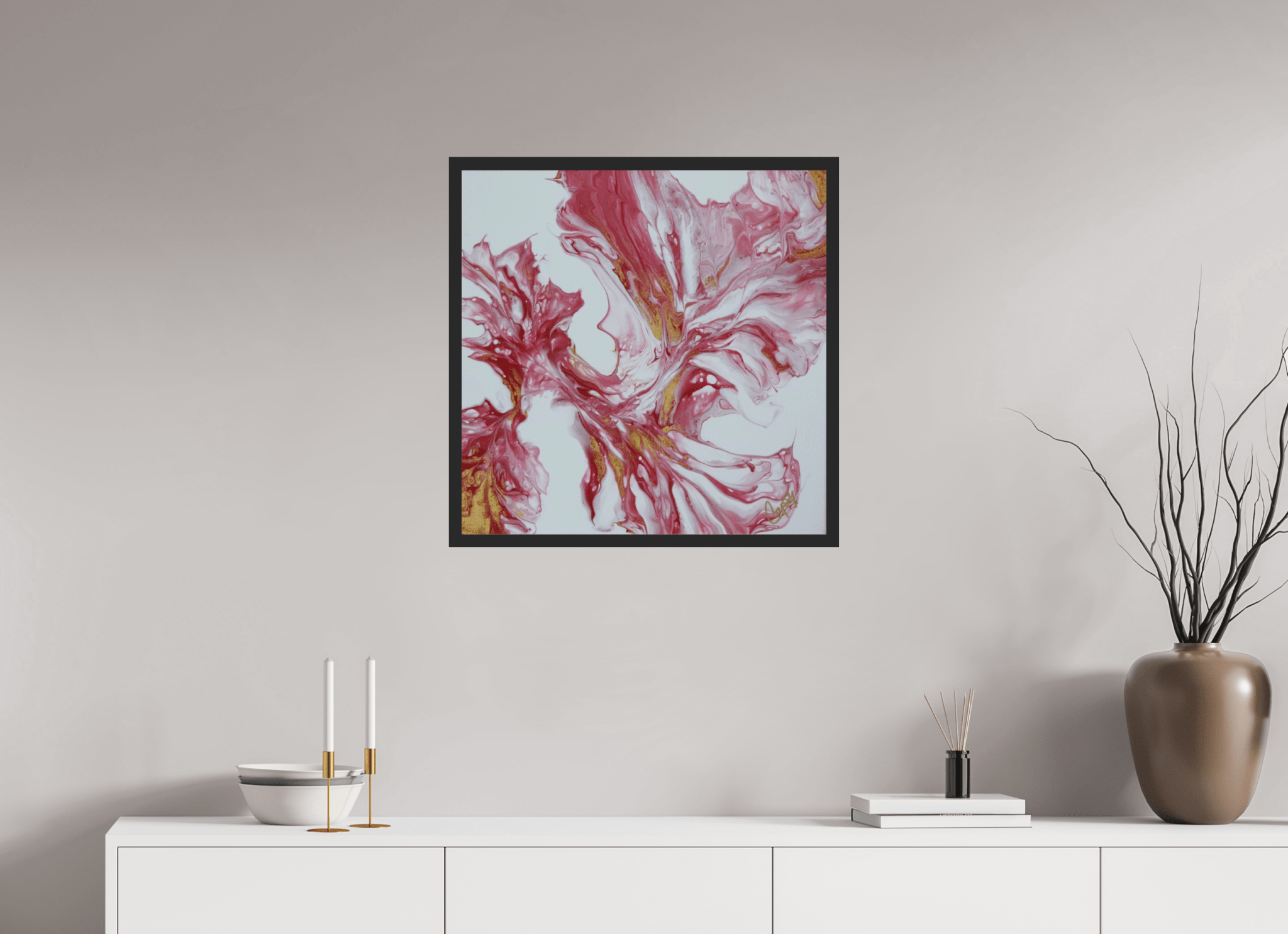 Red and Gold - Original Dutch Pour Painting - The Living Abstract