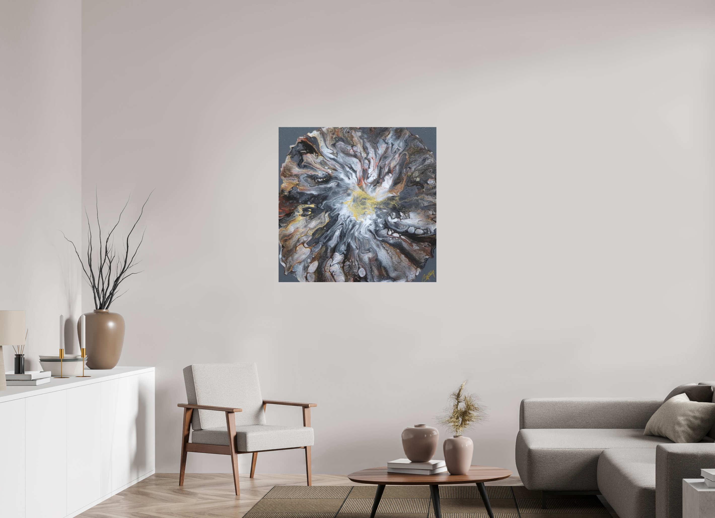35.6 x 35″, *1.25" Matte Canvas No Frame Copper Bloom II