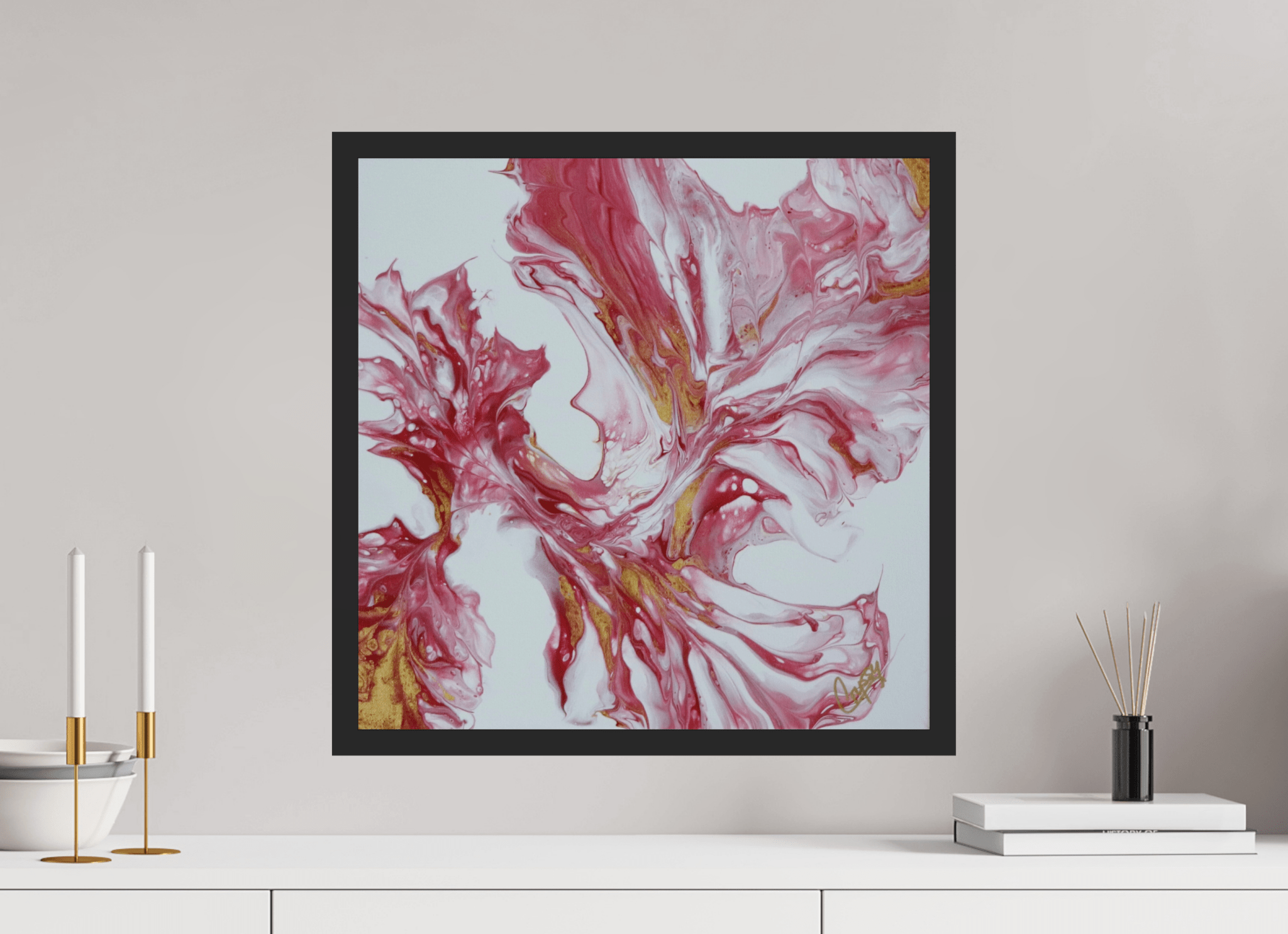 Red and Gold - Original Dutch Pour Painting - The Living Abstract