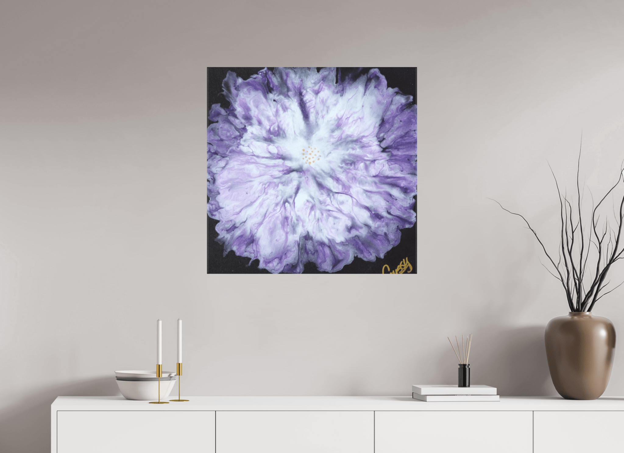 Purple Paisley - Original Acrylic Dutch Pour Painting - The Living Abstract