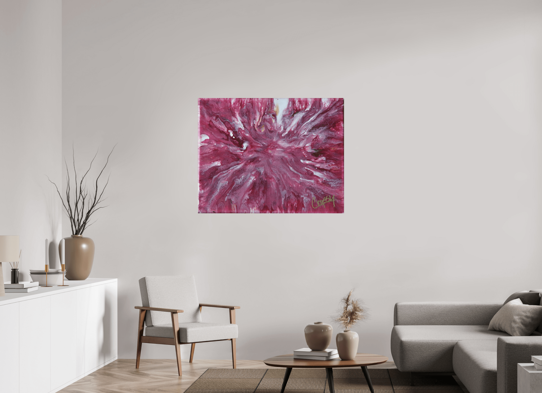 Pink Explosion - Original Dutch Pour Acrylic Painting - The Living Abstract