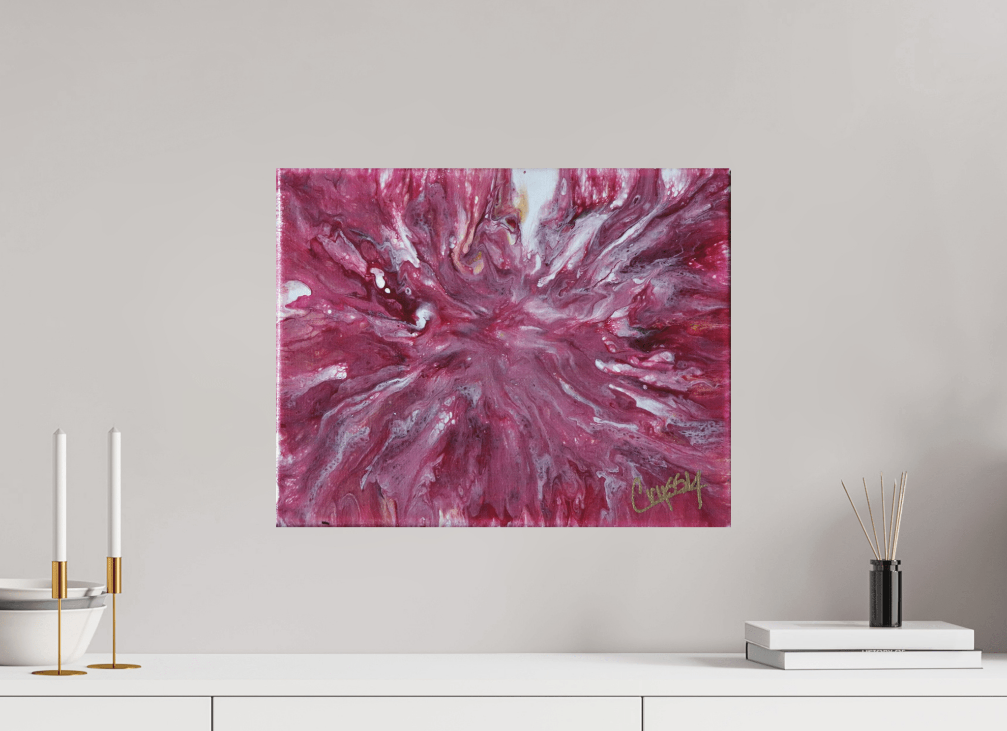 Pink Explosion - Original Dutch Pour Acrylic Painting - The Living Abstract