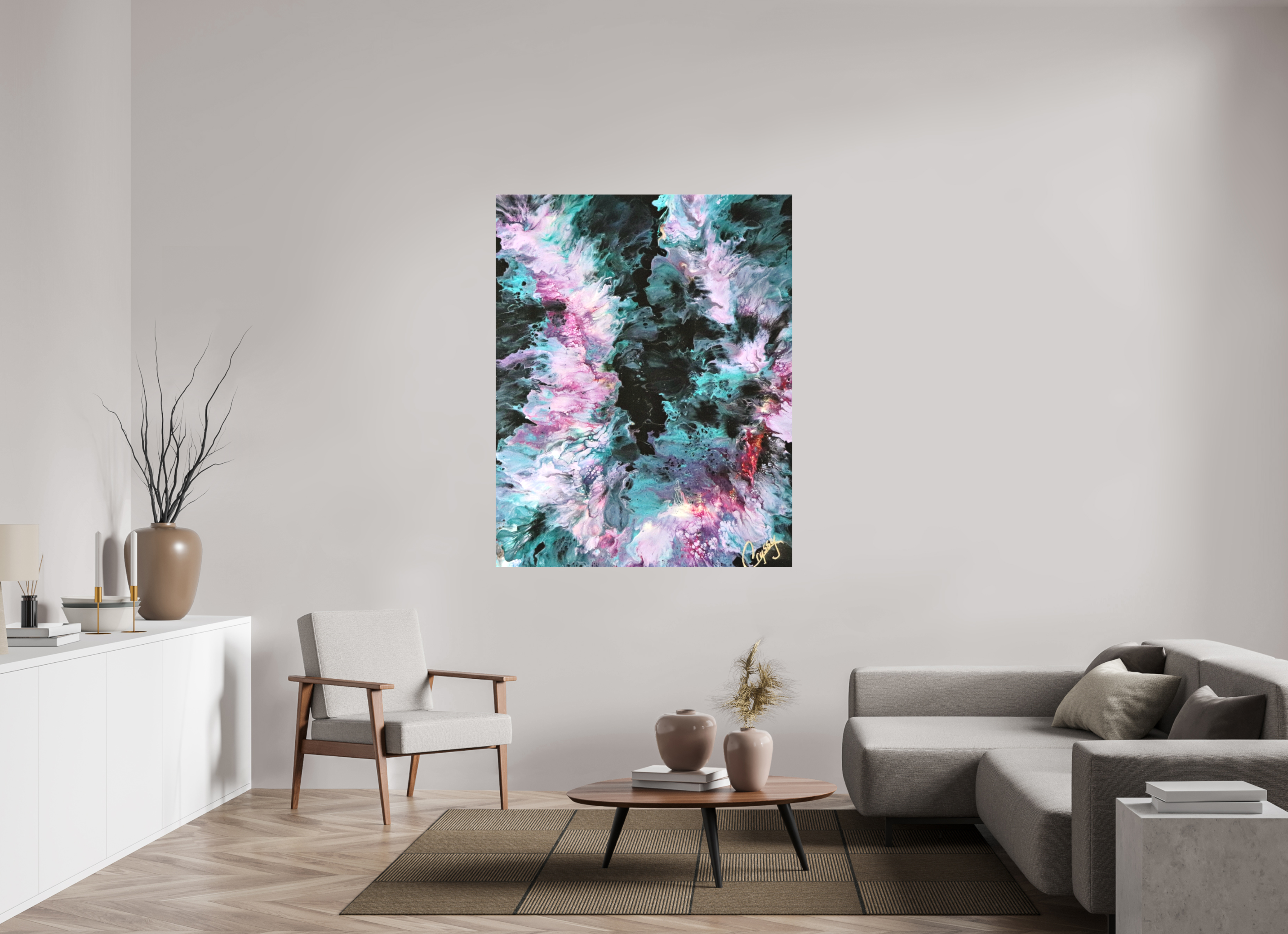 47 x 59.1″, *1.25" Matte Canvas No Frame Hawaiian Lei - Original Tropical Acrylic Painting