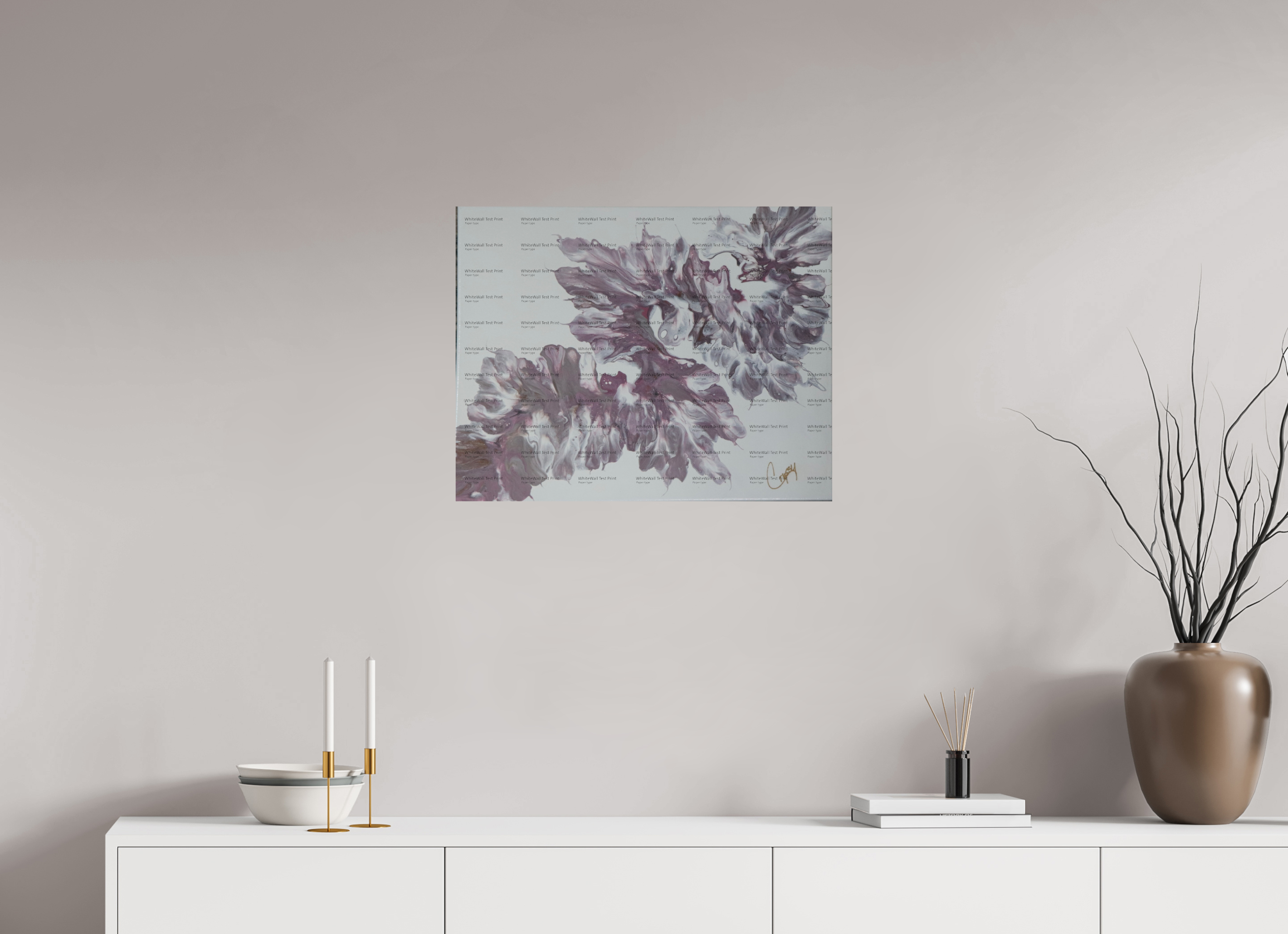 25.6 x 20″, *SAMPLE Photo Print on Fuji Silk Paper no frame Pink Dragon - Original Dutch Pour Painting