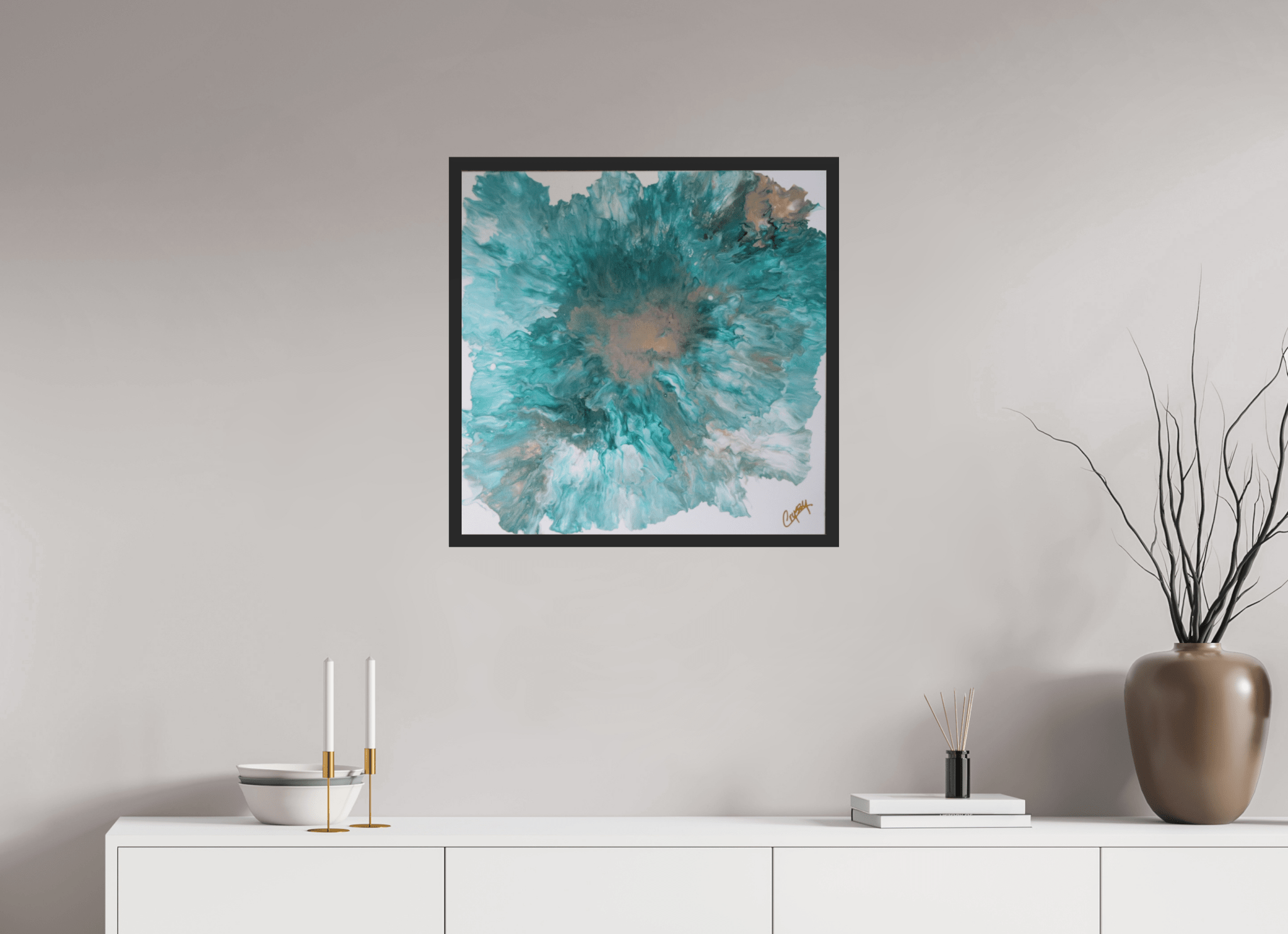 Blue Paisley Dutch Pour - Original Acrylic Dutch Pour Painting - The Living Abstract