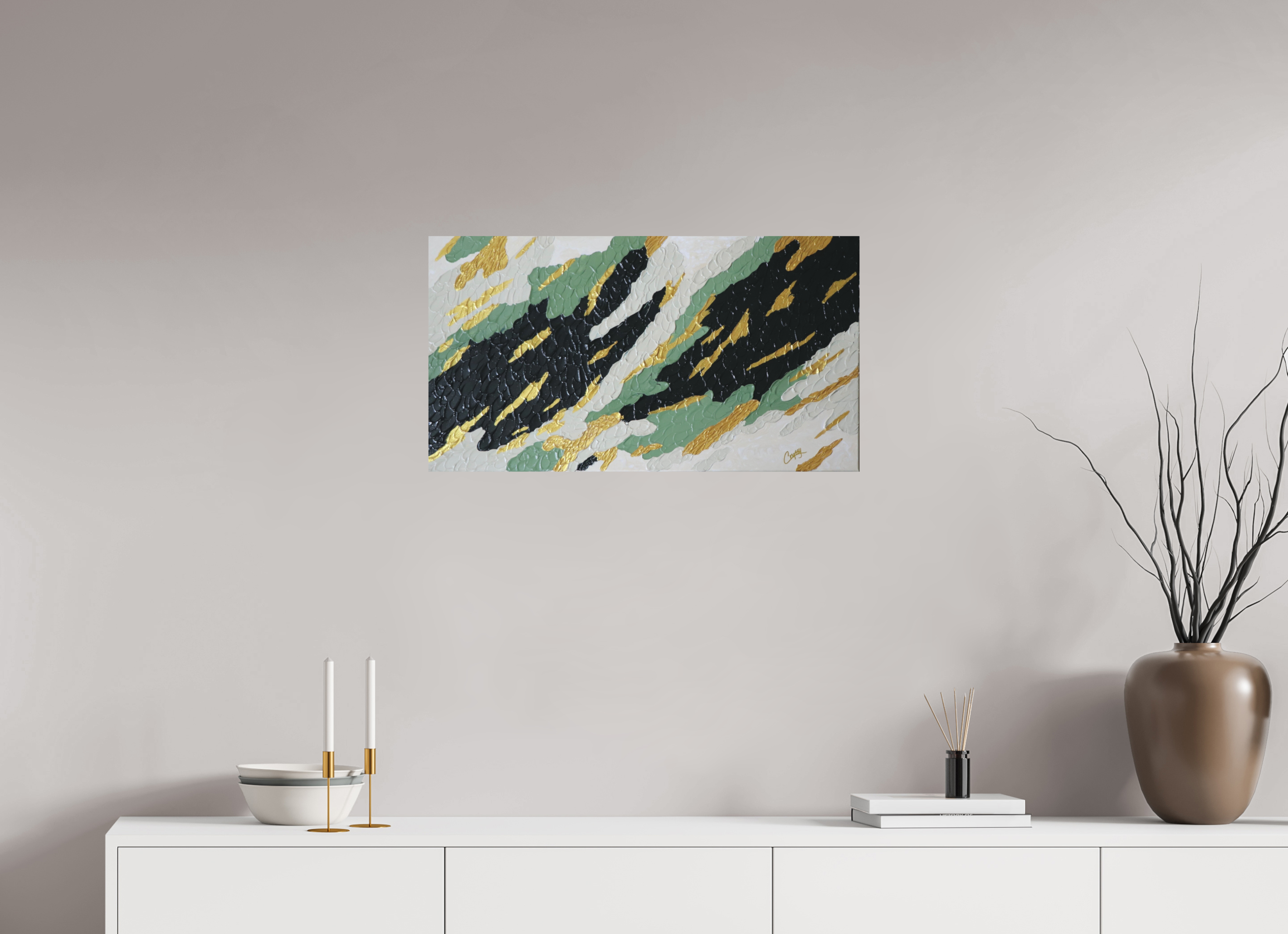 29.3 x 16″, *Photo Print on Fuji Silk with Black Frame Gilded Forest - Textured Acrylic Art