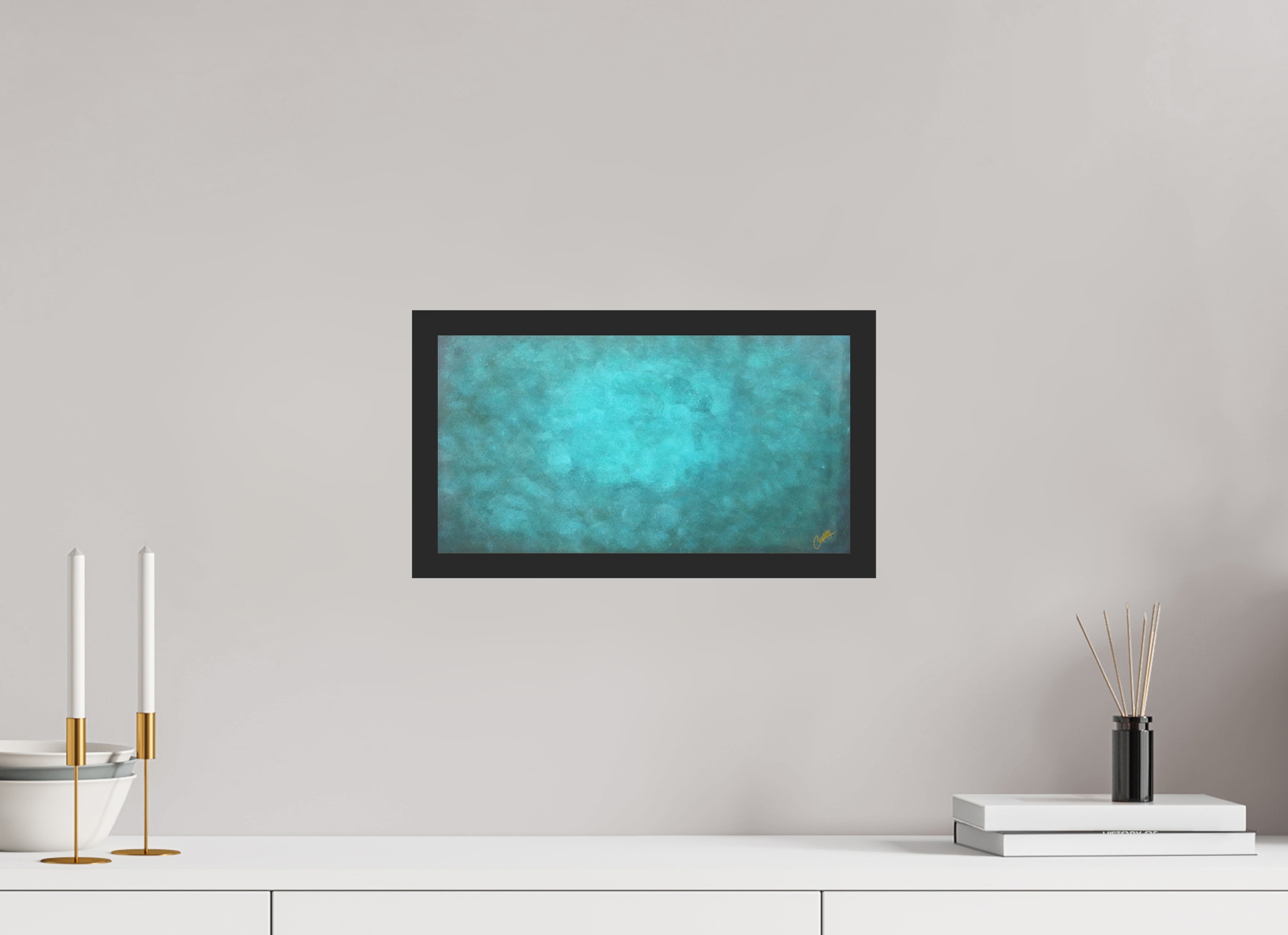 14.6 x 8″, *Photo Print Under Acrylic Glass Black Matte Frame Emerald Fade