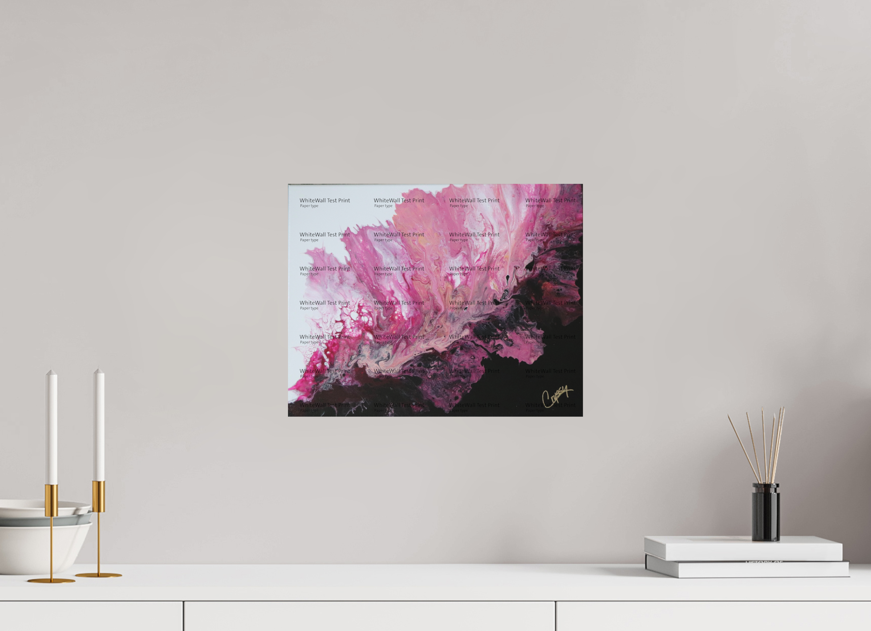 15.2 x 12″, *SAMPLE Photo Print on Fuji Silk Paper no frame Pink Magma - Original Dutch Pour