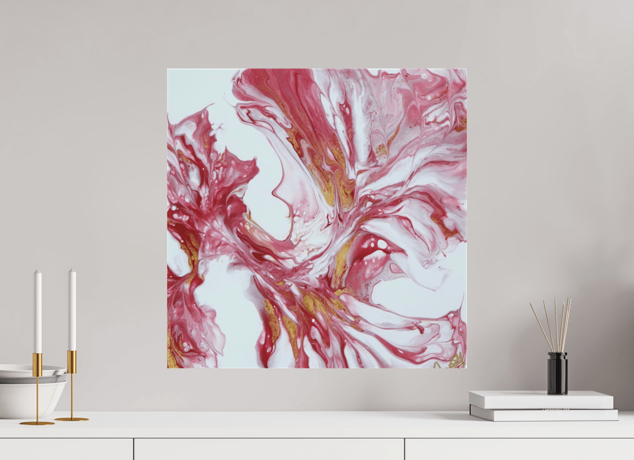 Red and Gold - Original Dutch Pour Painting - The Living Abstract