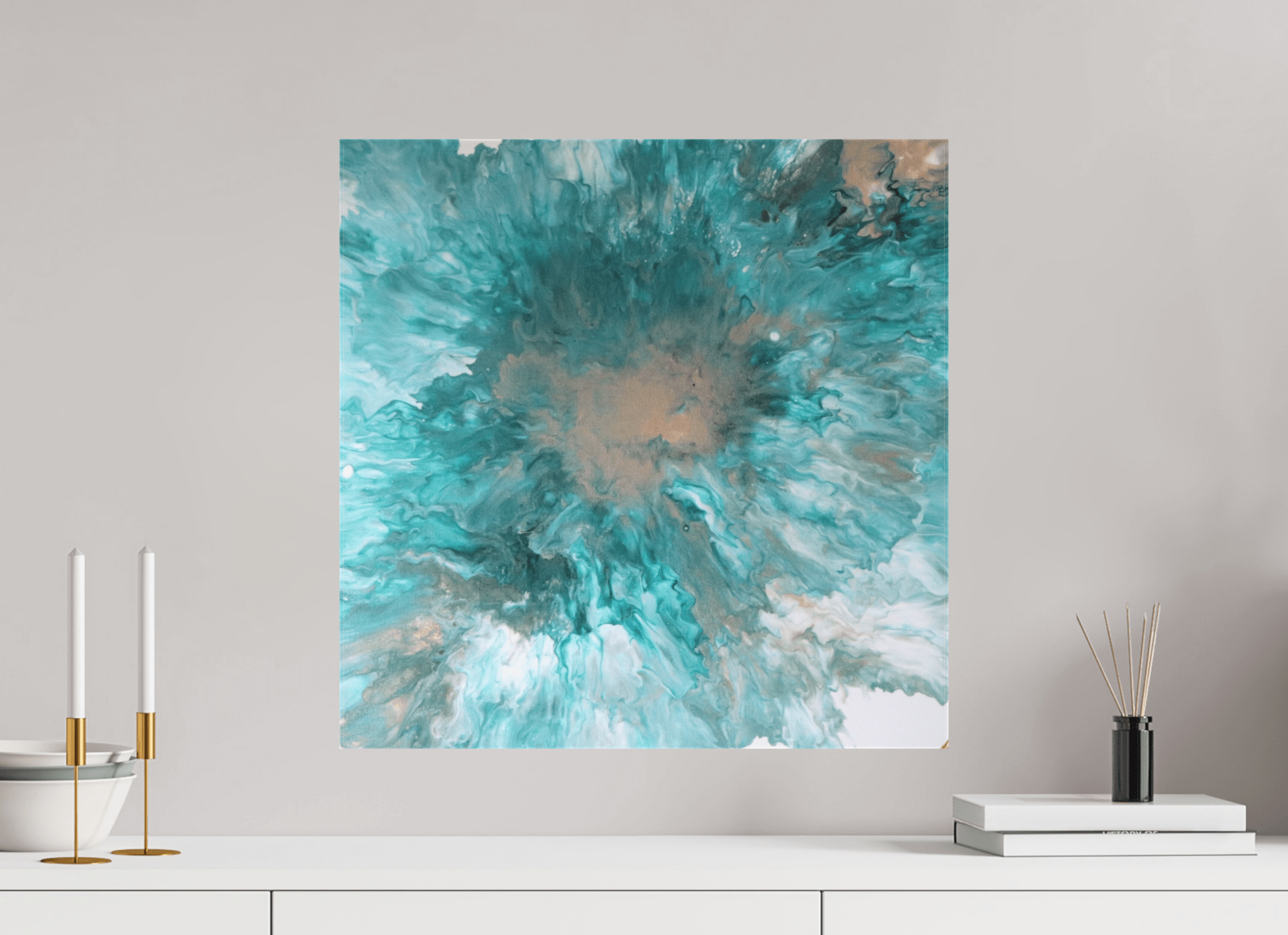 Blue Paisley Dutch Pour - Original Acrylic Dutch Pour Painting - The Living Abstract