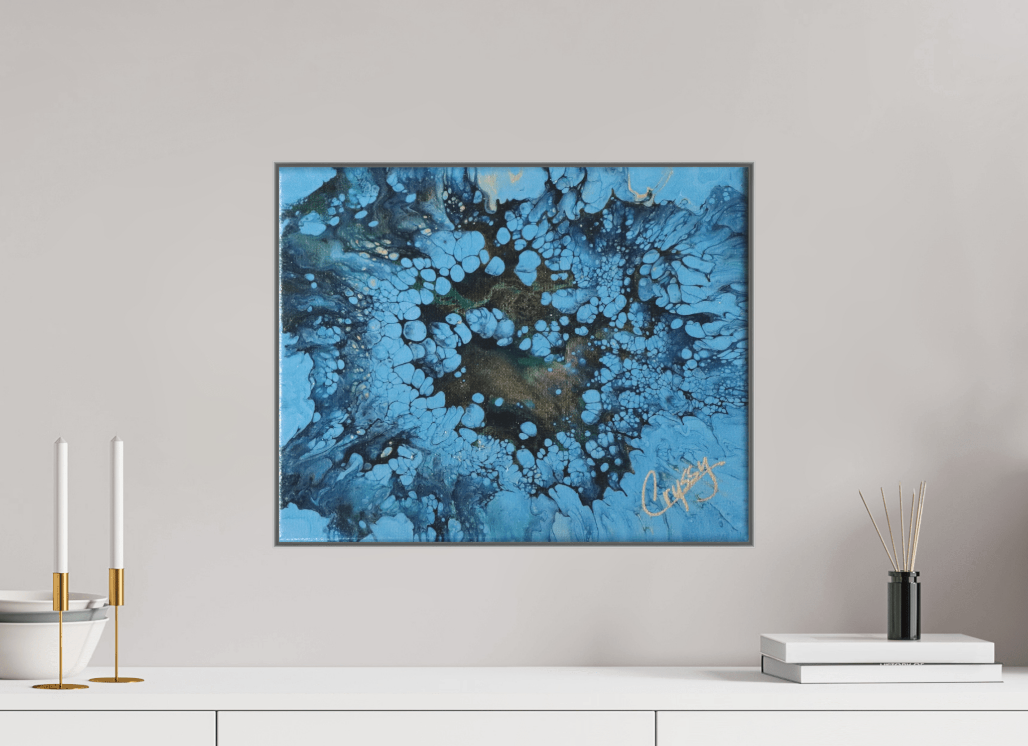 Small Peacock Pour - Original Acrylic Art - The Living Abstract