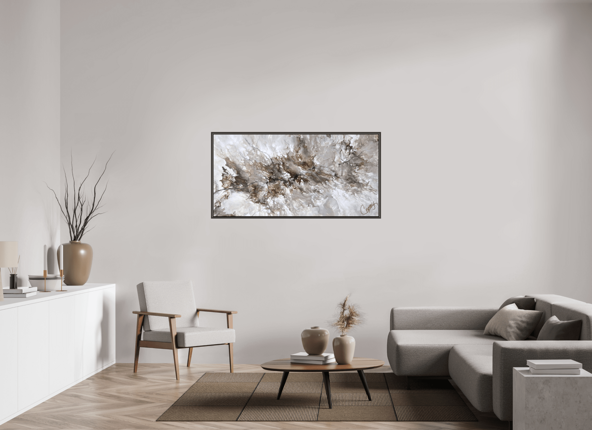 Beige Marble - Original Dutch Pour - The Living Abstract
