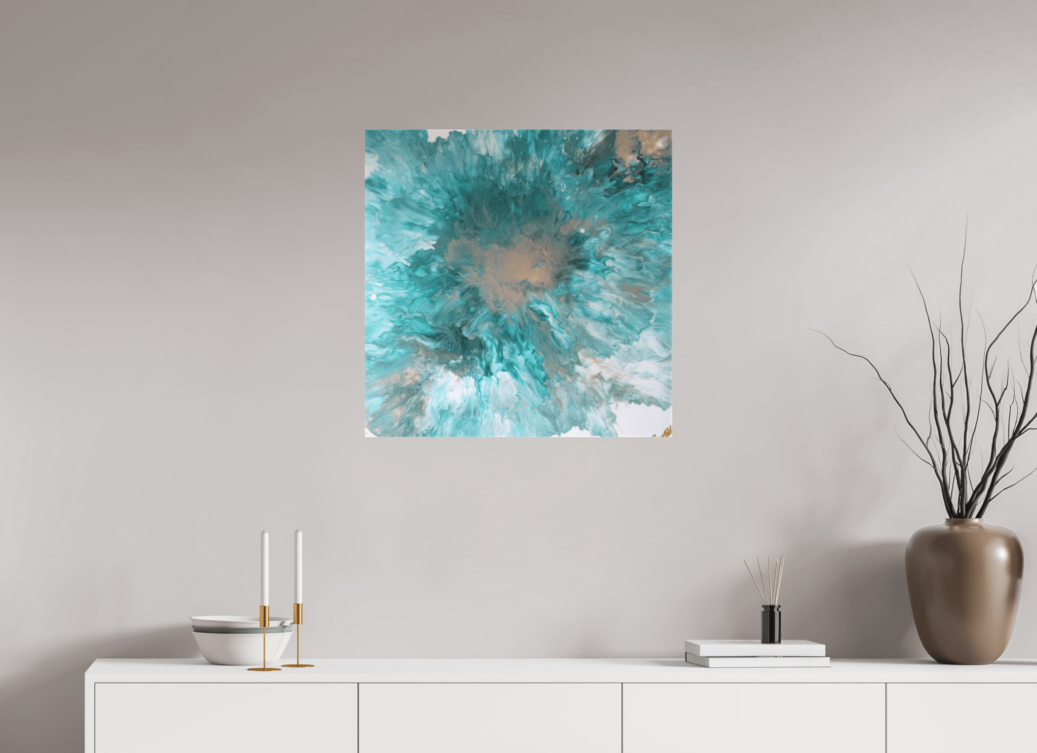 Blue Paisley Dutch Pour - Original Acrylic Dutch Pour Painting - The Living Abstract