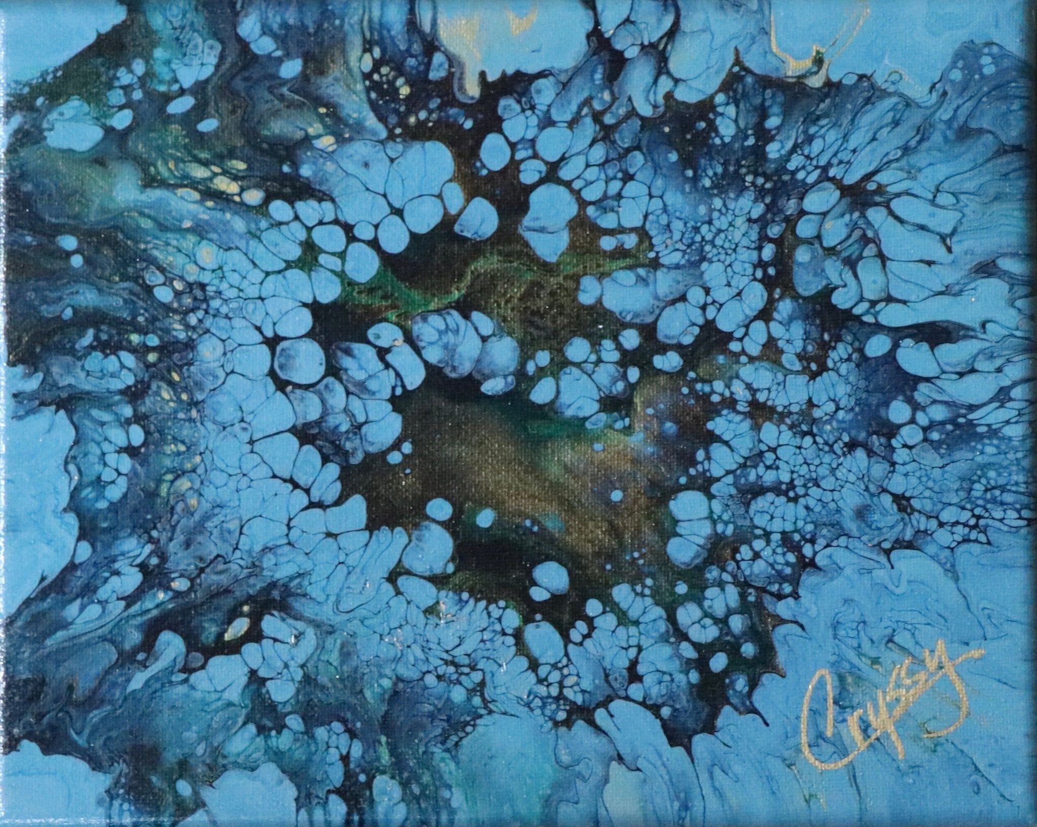 Small Peacock Pour — Original Acrylic Pour Painting - The Living Abstract