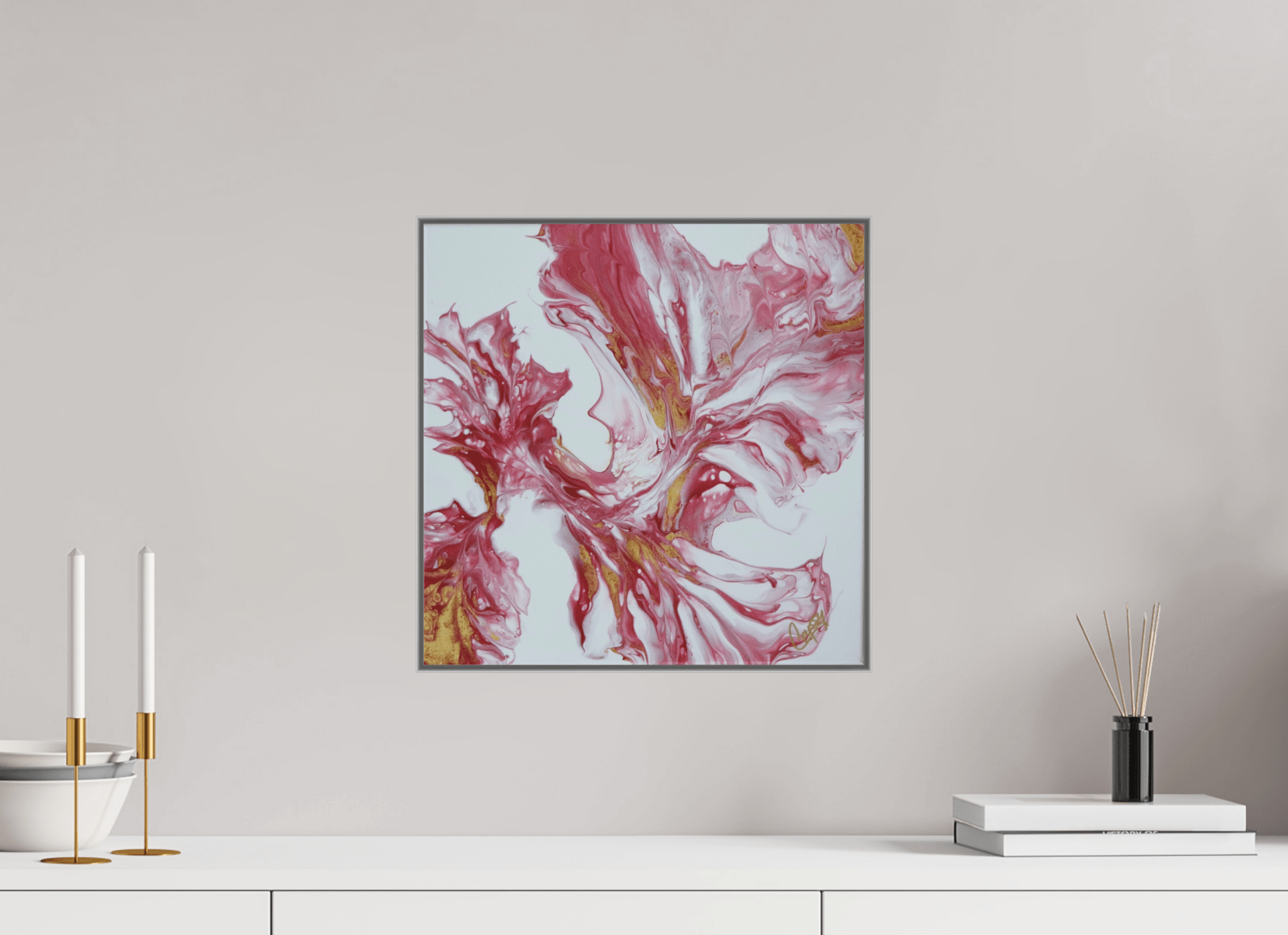 Red and Gold - Original Dutch Pour Painting - The Living Abstract