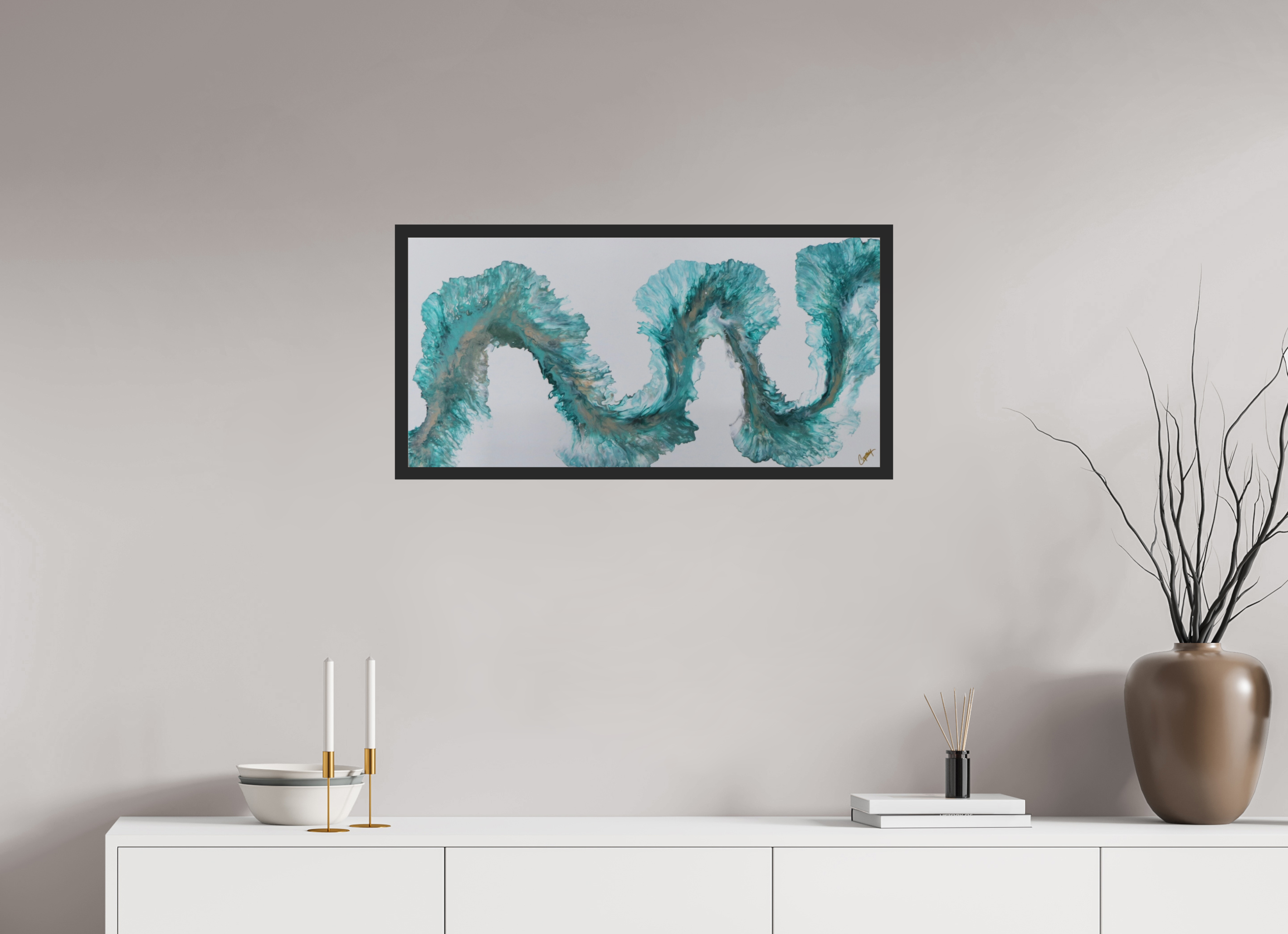32.2 x 16″, *Photo Print Under Acrylic Glass Black Matte Frame Tidal Reviere