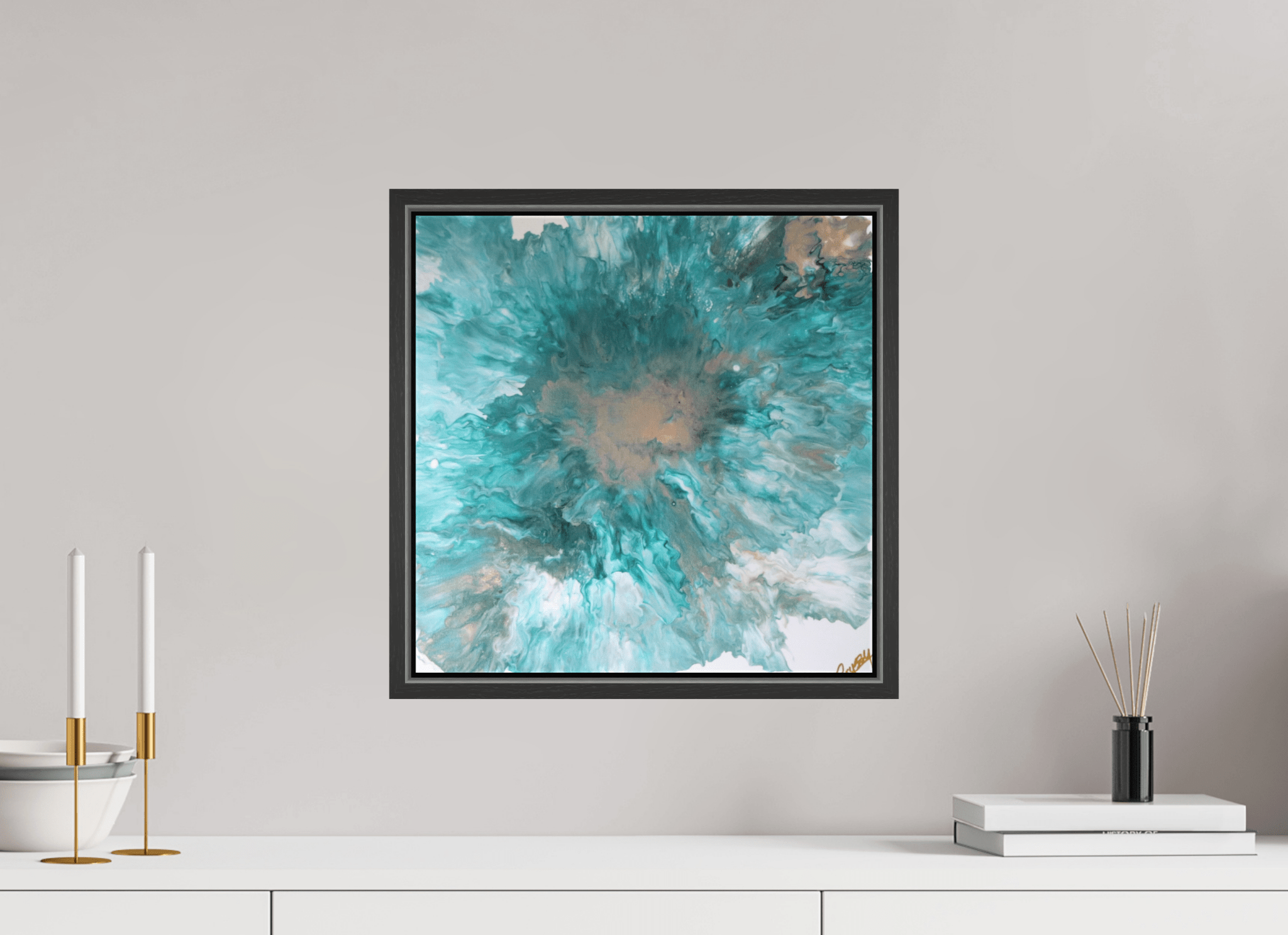Blue Paisley Dutch Pour - Original Acrylic Dutch Pour Painting - The Living Abstract
