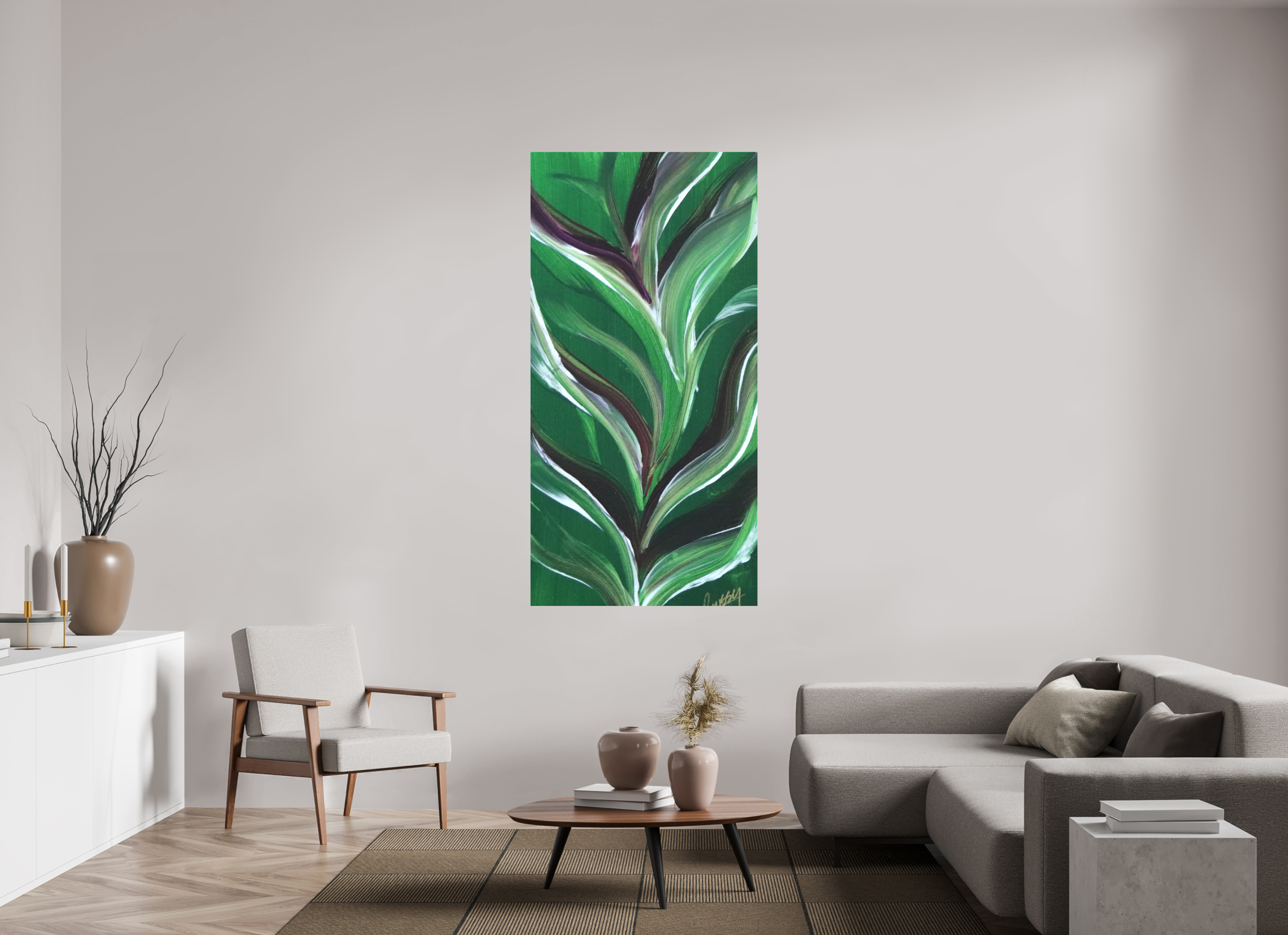 35 x 70.3″, *1.25" Matte Canvas No Frame Small Botanical Bloom - Acrylic Botanical Painting