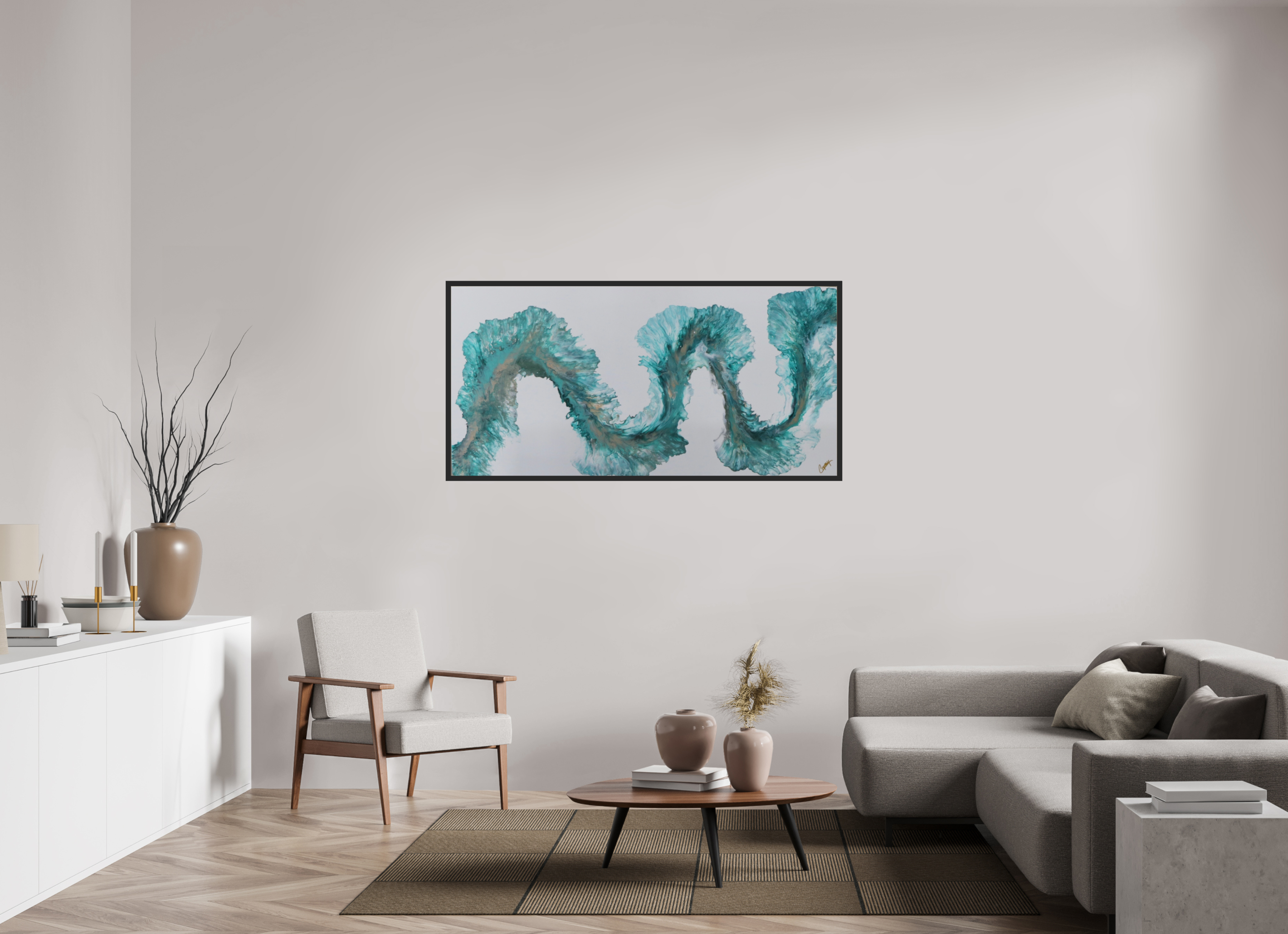 62.4 x 31″, *Photo Print Under Acrylic Glass Black Matte Frame Tidal Reviere