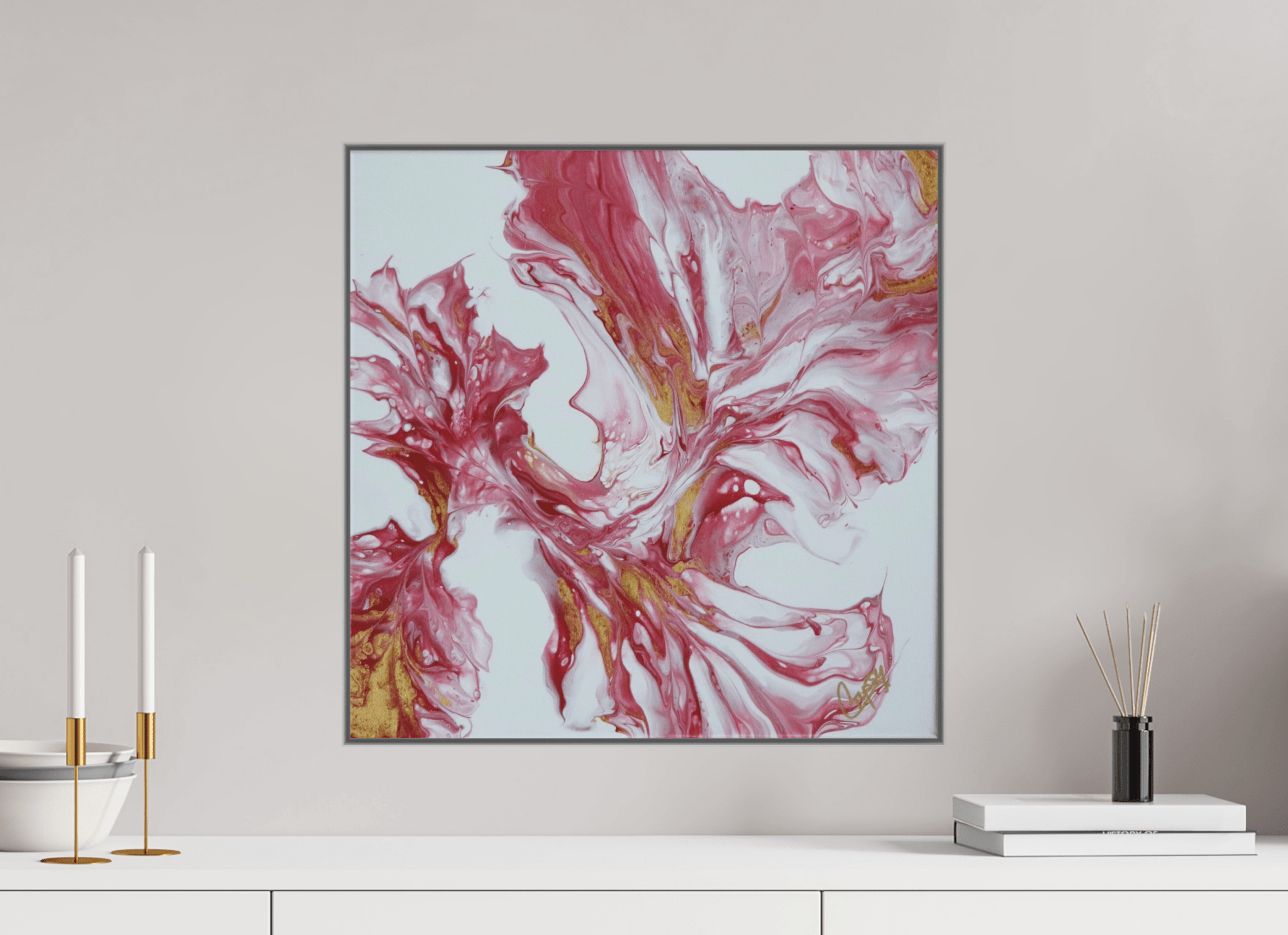 Red and Gold - Original Dutch Pour Painting - The Living Abstract