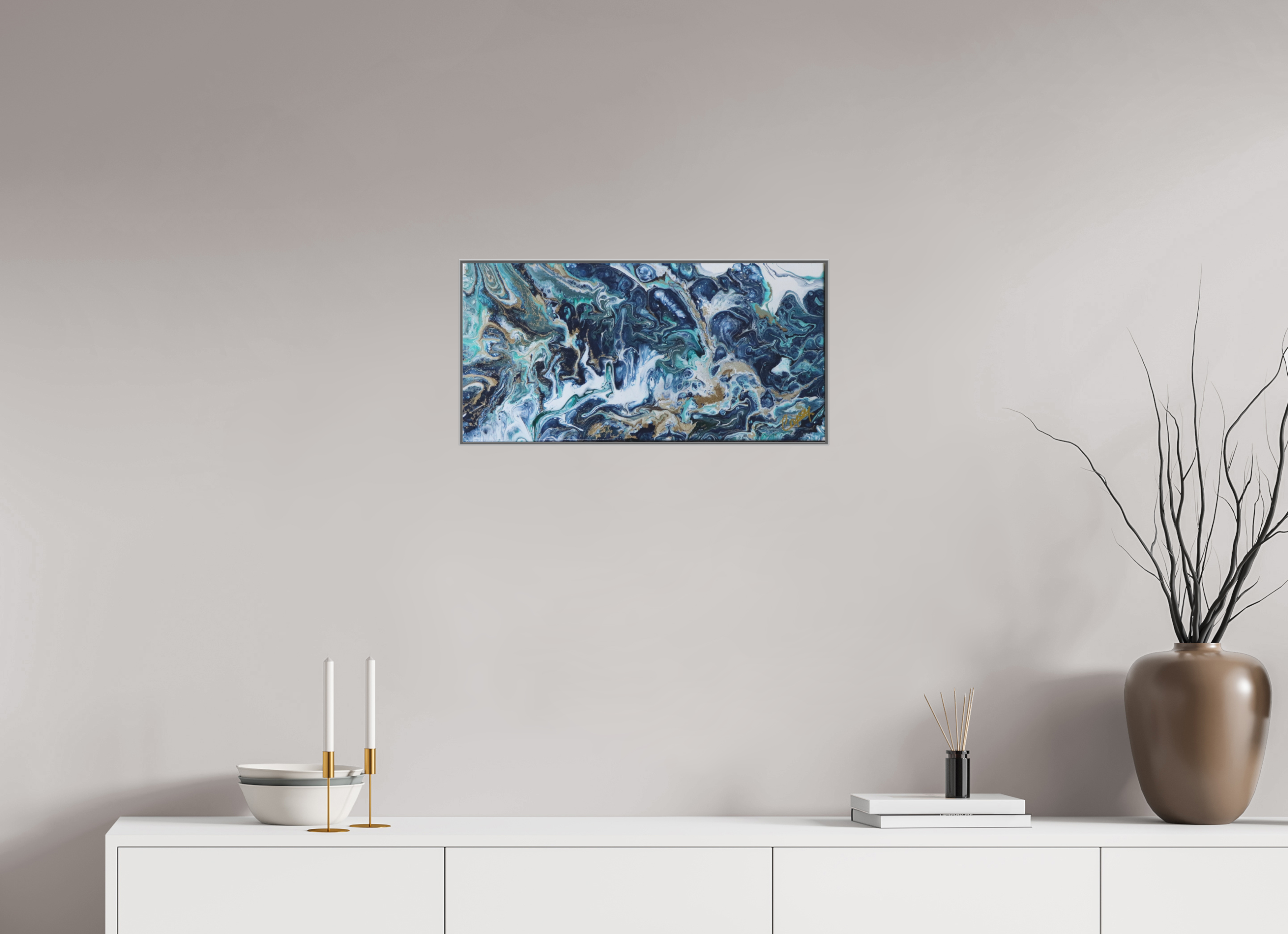 24.3 x 12″, *Aluminum Artbox 1" on fine art paper under acrylic matte glass Above the Storm