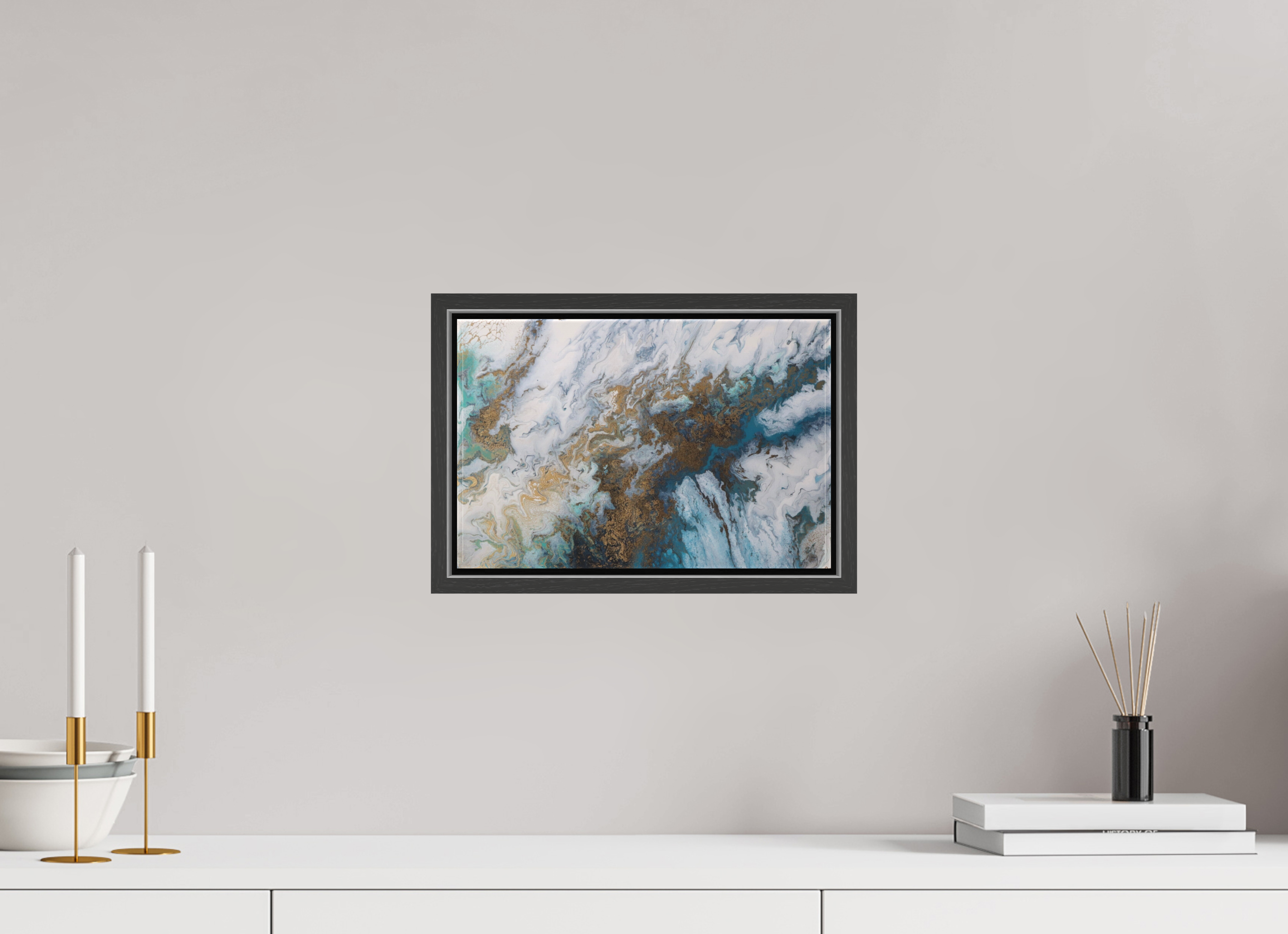 12.2 x 8″, *.7" Matte Canvas with Black Oak Frame Seascape Canvas - Original Acrylic Ocean Painting