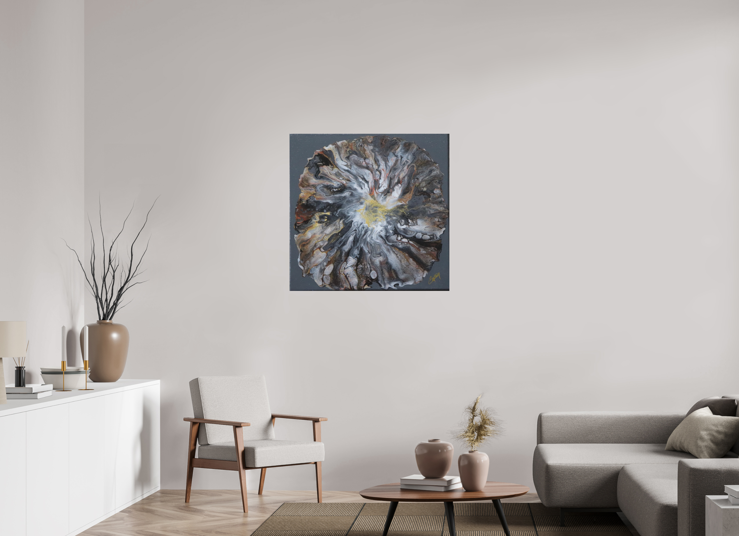 35.6 x 35″, *Photo Print on Fuji Silk with Black Frame Copper Bloom II