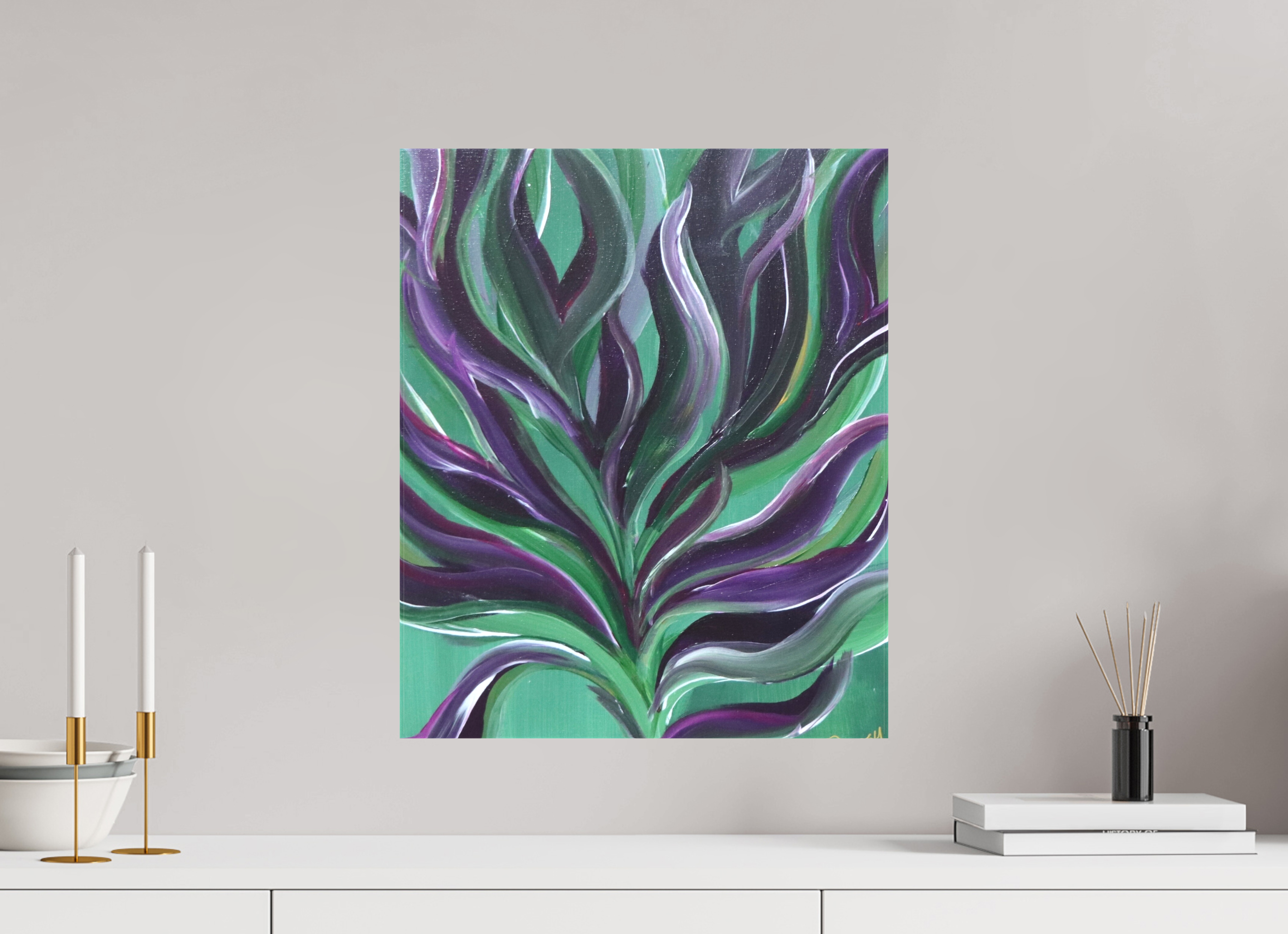 16 x 19.4″, *1.25" Matte Canvas No Frame Large Botanical - Original Abstract Acrylic Painting