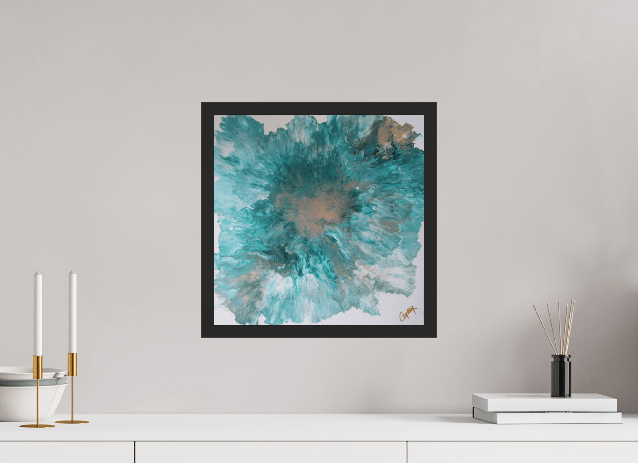 Blue Paisley Dutch Pour - Original Acrylic Dutch Pour Painting - The Living Abstract