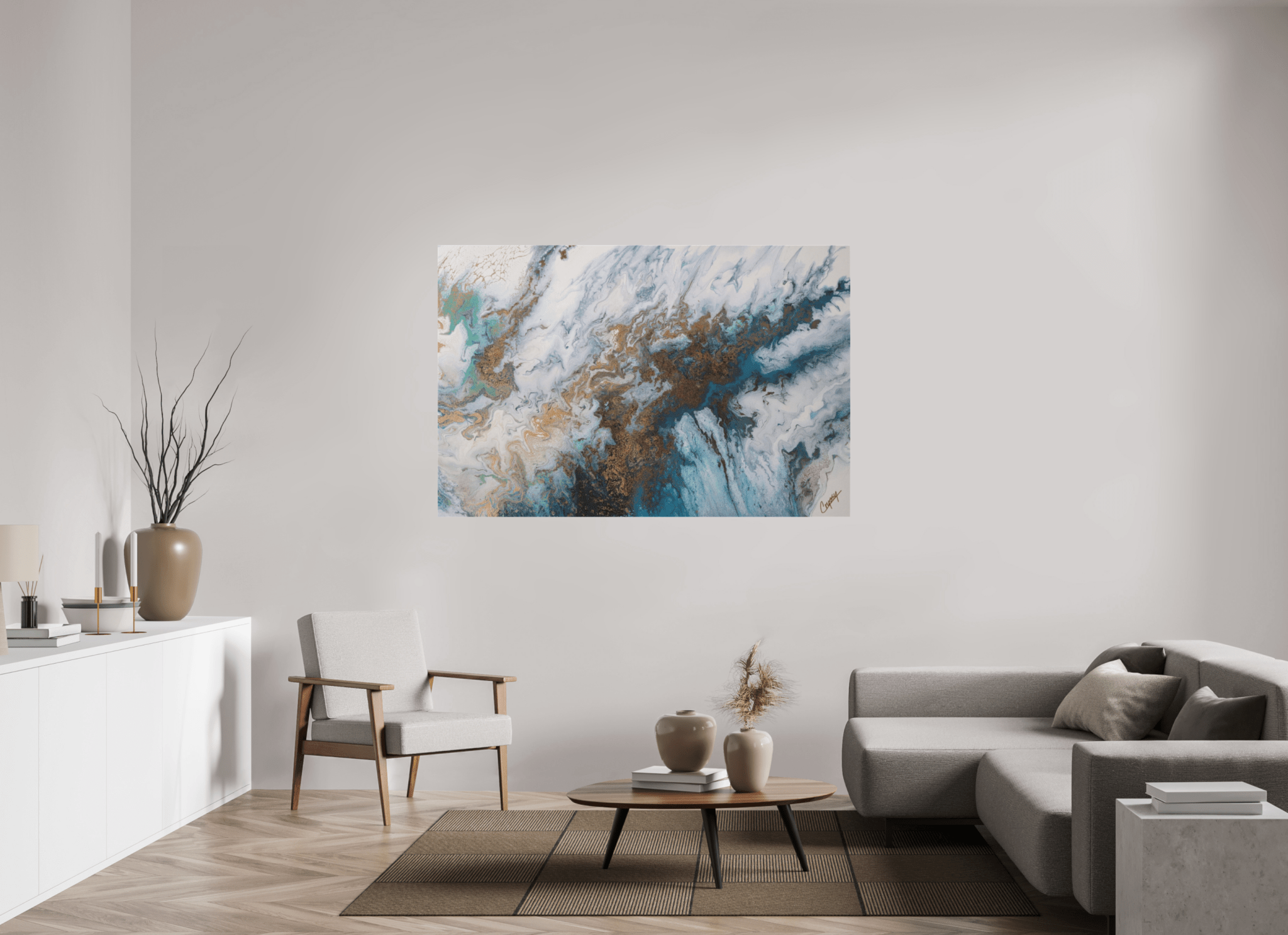 Seascape Canvas - Original Acrylic Ocean Painting - The Living Abstract
