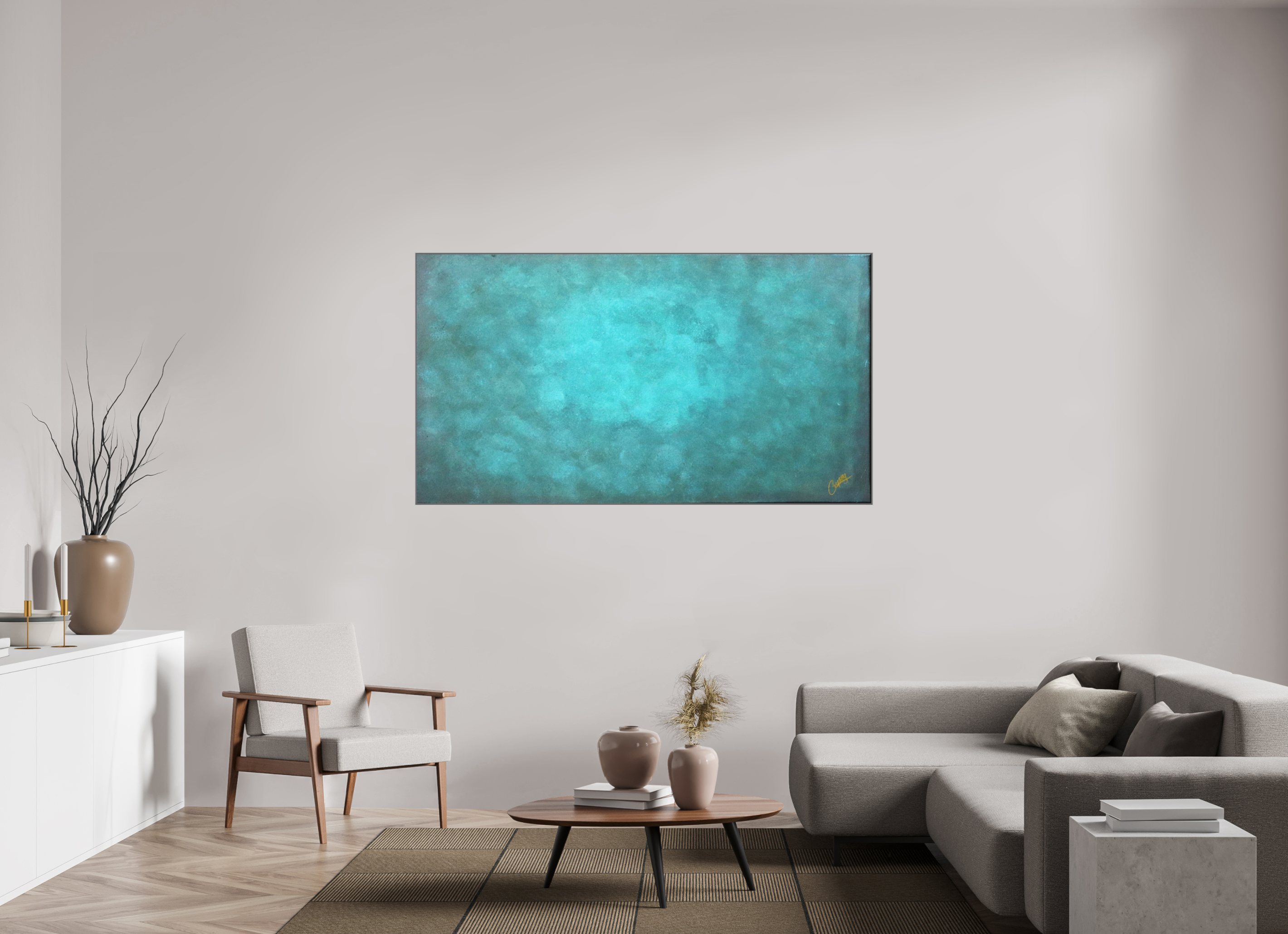 71.1 x 39″, *Aluminum Artbox 1" on fine art paper under acrylic matte glass Emerald Fade