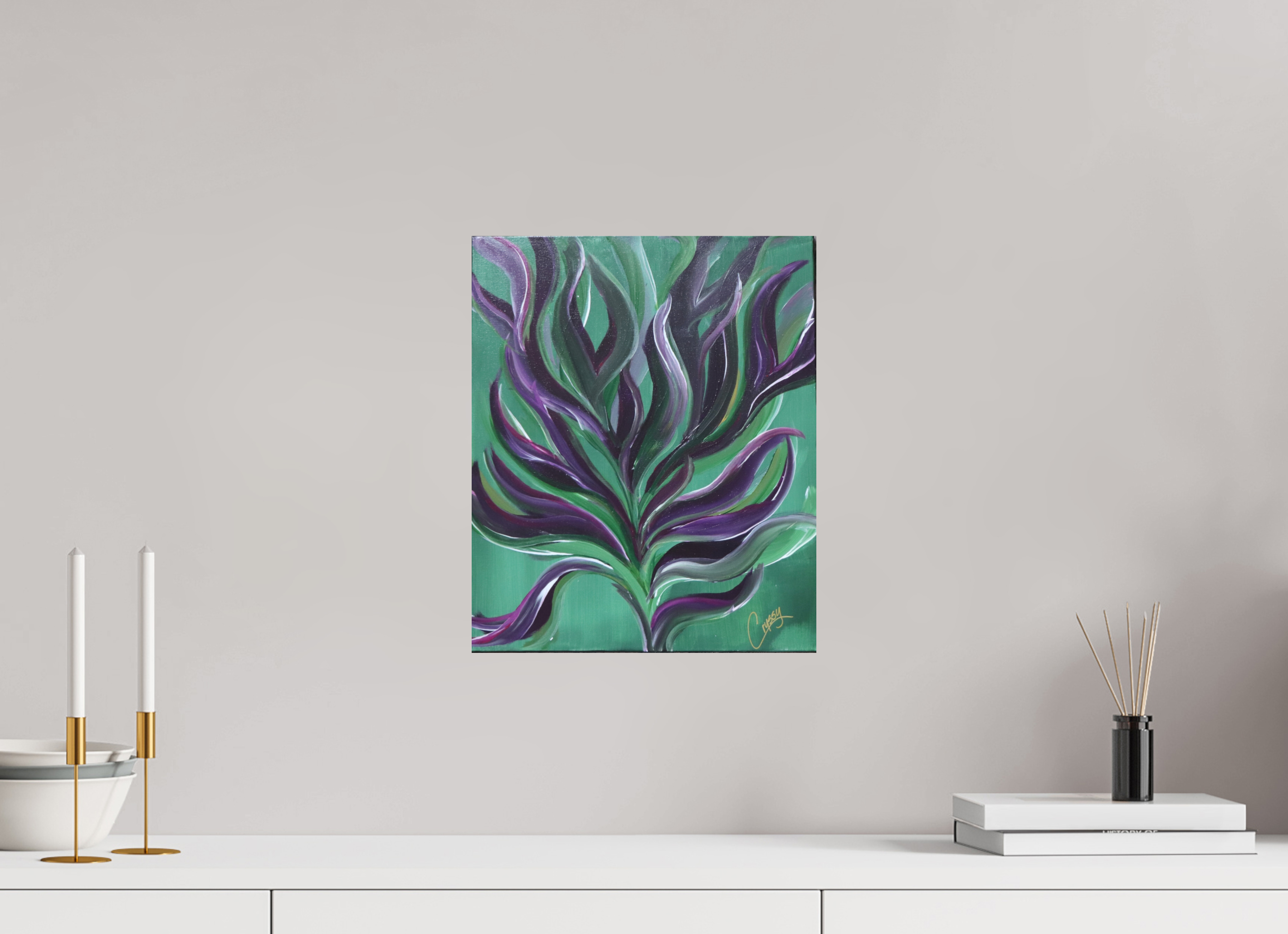 12 x 14.5″, *Photo Print on Fuji Silk Paper No Frame Large Botanical - Original Abstract Acrylic Painting
