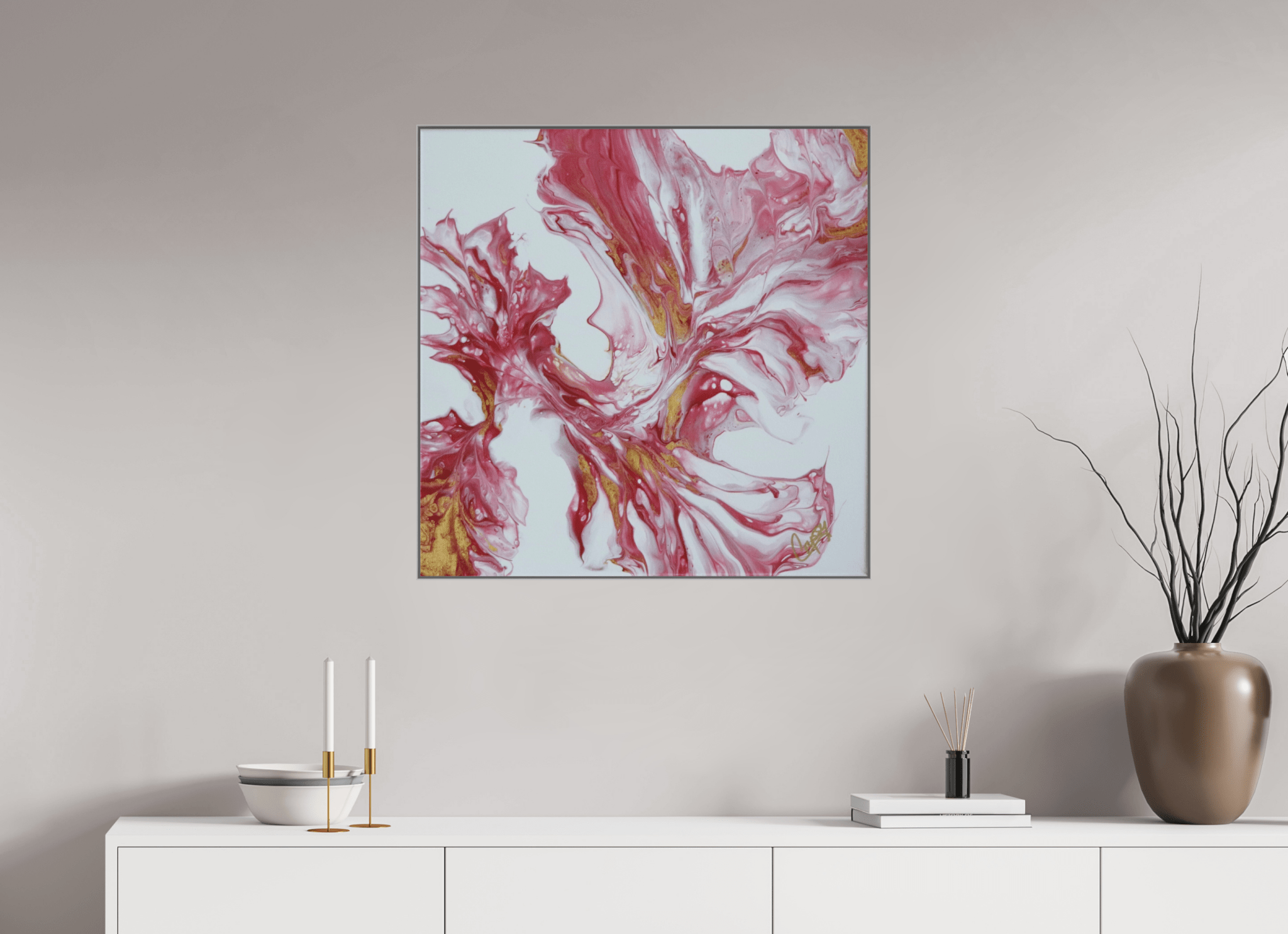 Red and Gold - Original Dutch Pour Painting - The Living Abstract