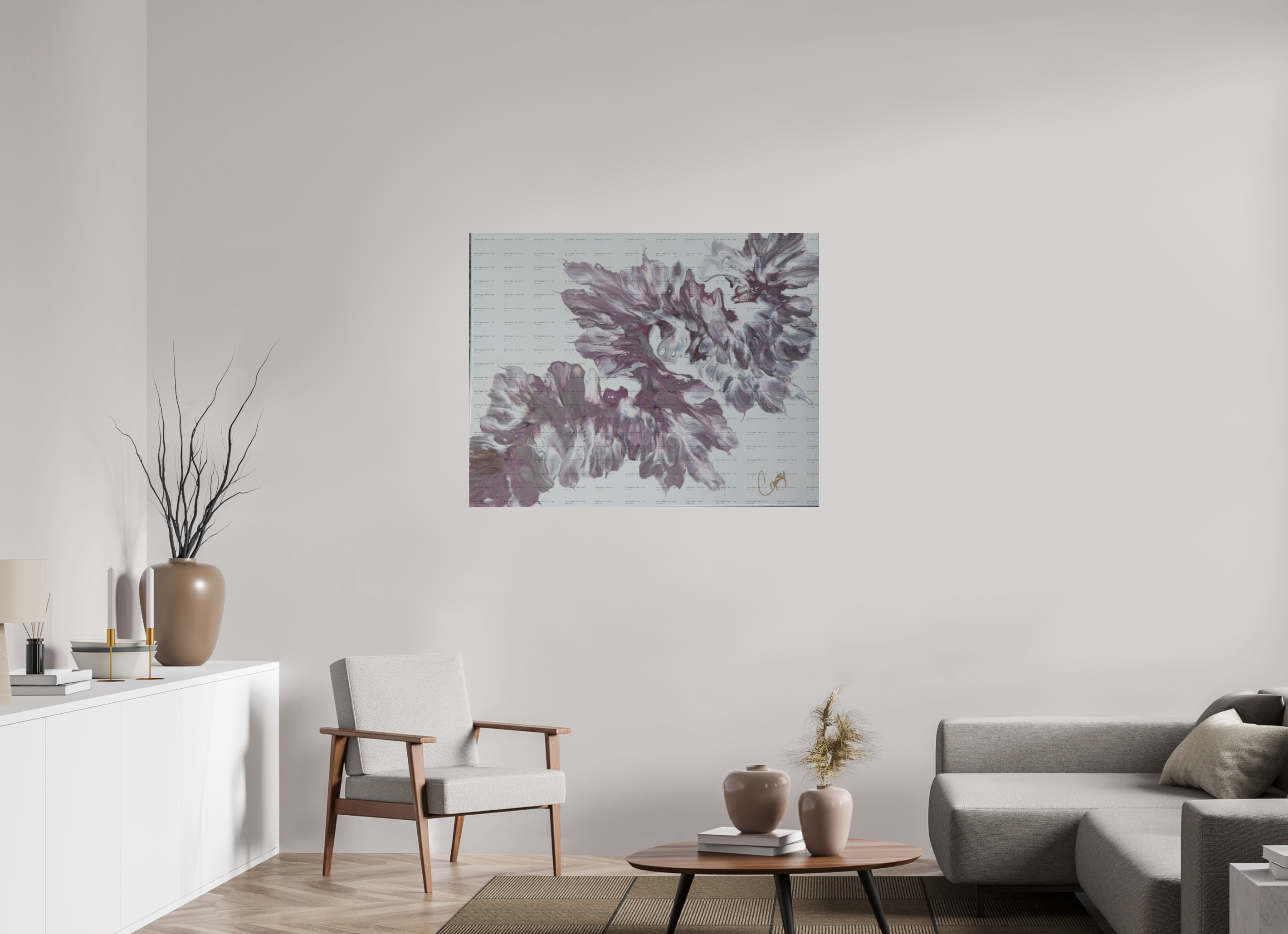 44.7 x 35″, *SAMPLE Photo Print on Fuji Silk Paper no frame Pink Dragon - Original Dutch Pour Painting