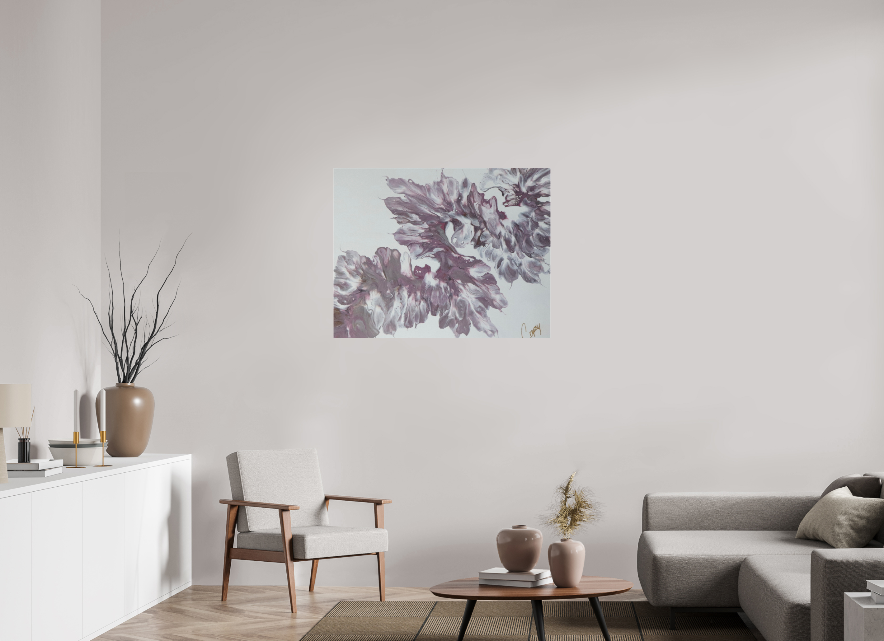 39.6 x 31″, *1.25" Matte Canvas No Frame Pink Dragon - Original Dutch Pour Painting