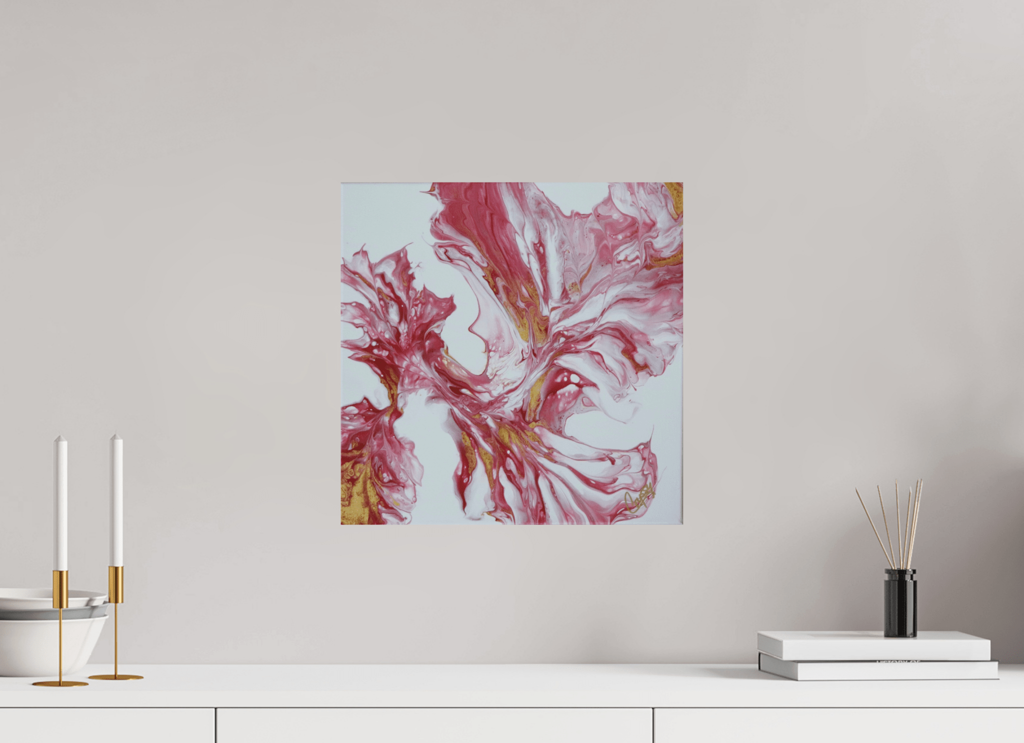 Red and Gold - Original Dutch Pour Painting - The Living Abstract
