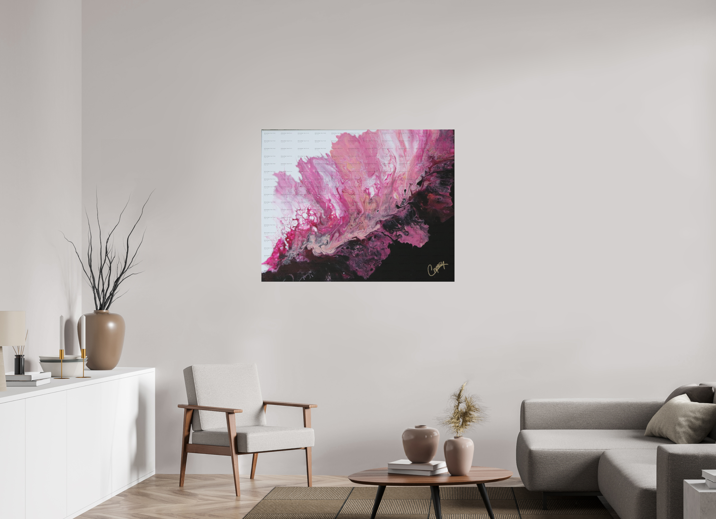 44.4 x 35″, *SAMPLE Photo Print on Fuji Silk Paper no frame Pink Magma - Original Dutch Pour