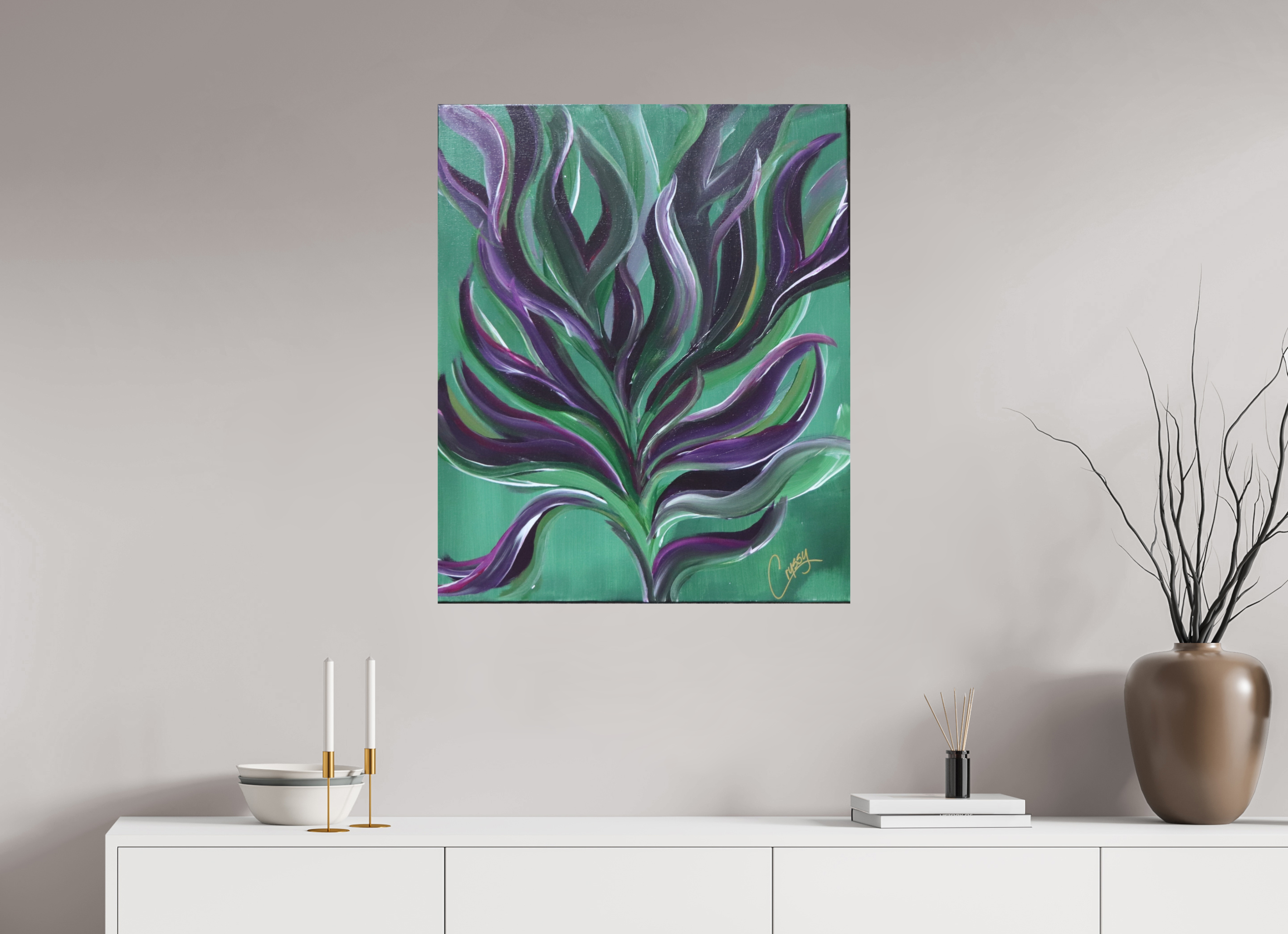 28 x 33.9″, *Photo Print on Fuji Silk Paper No Frame Large Botanical - Original Abstract Acrylic Painting