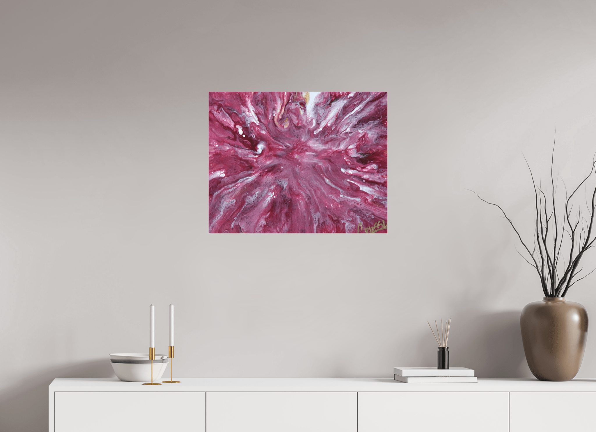 Pink Explosion - Original Dutch Pour Acrylic Painting - The Living Abstract